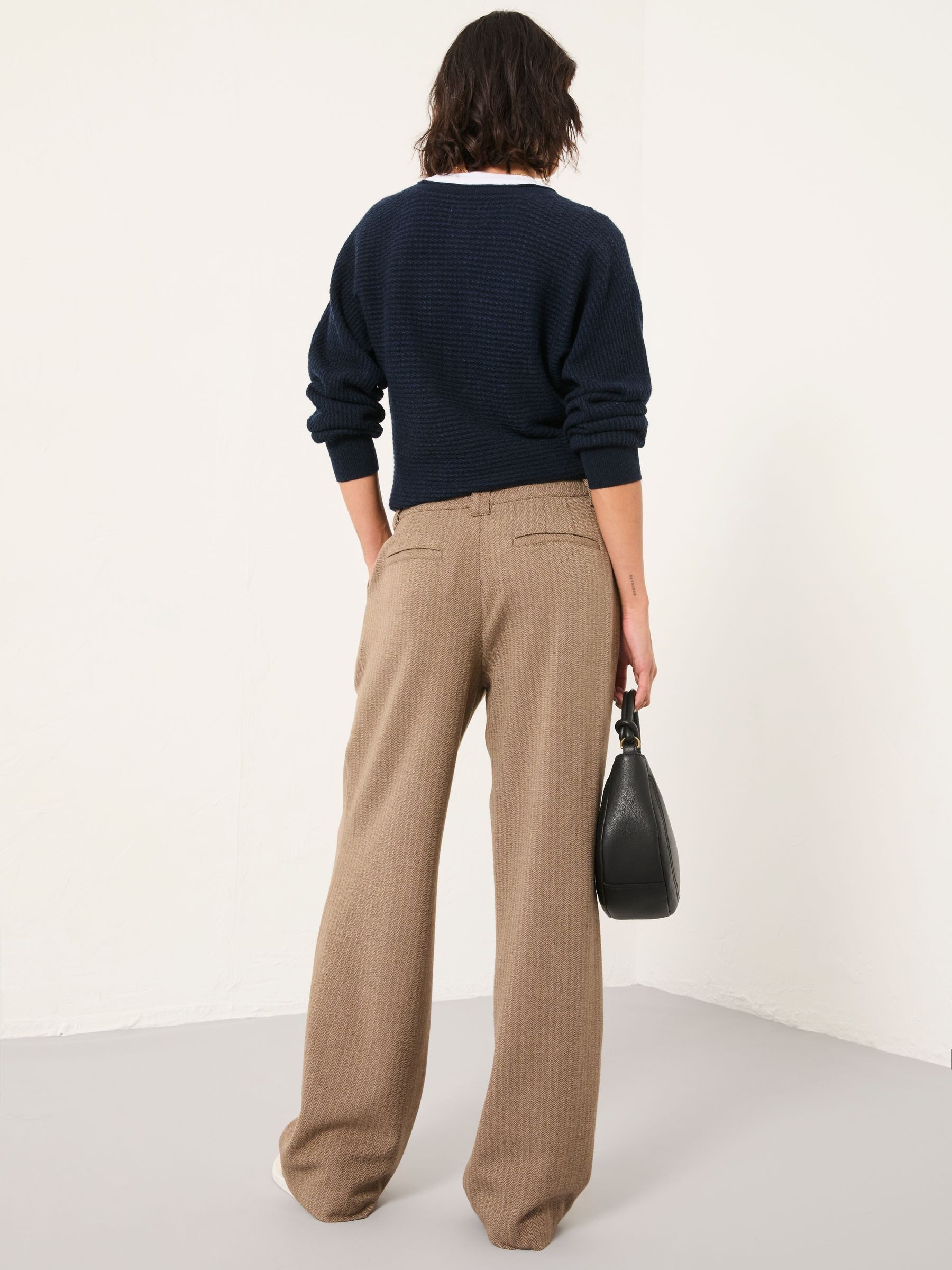 Juno Dark Natural Herringbone Trousers - Image 2 of 5