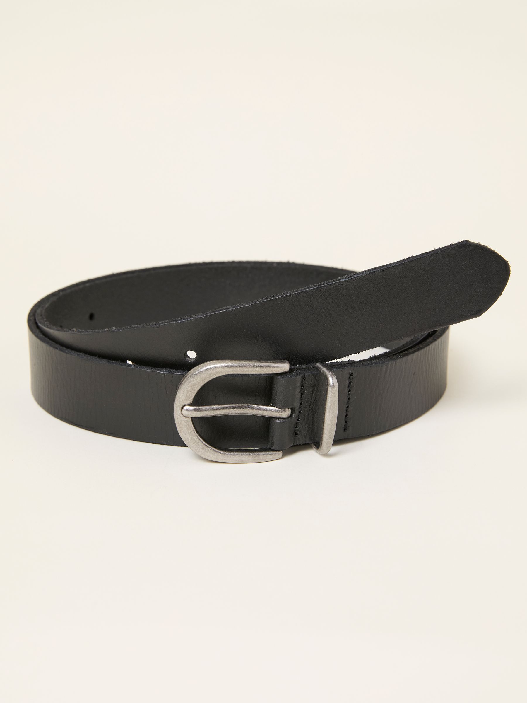 Black Plain Leather Belt - Image 1 of 2