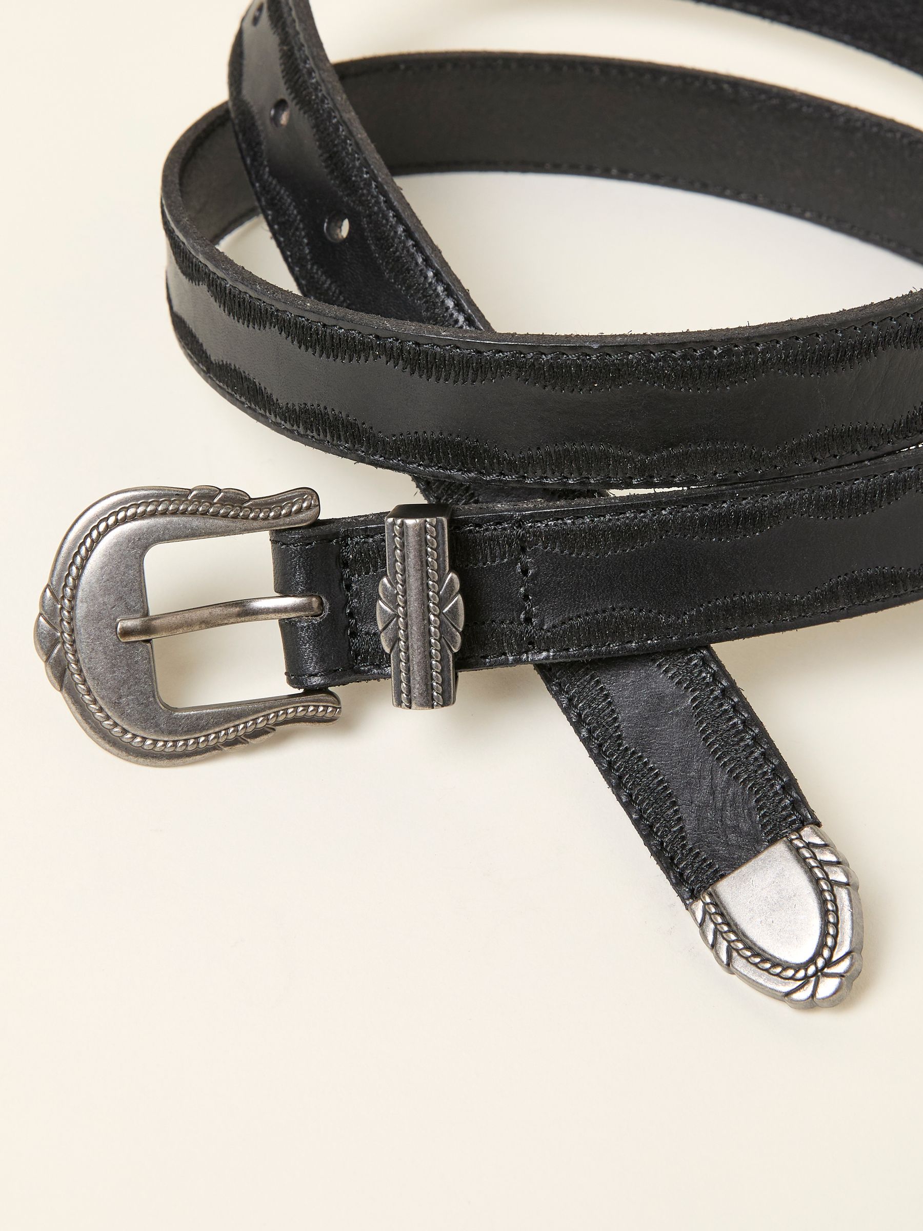 Black Western Detail Leather Belt - Image 2 of 2