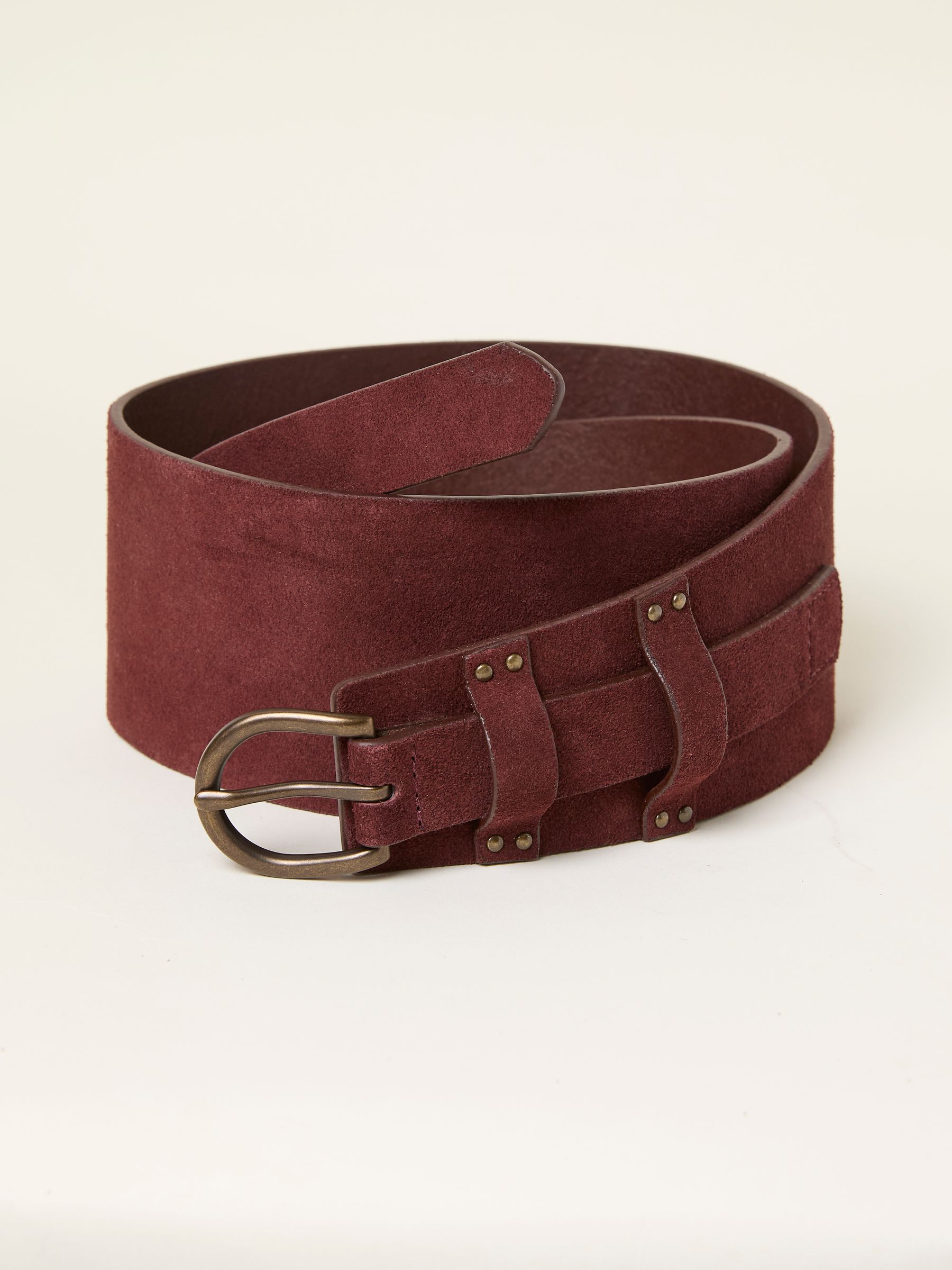 Burgundy Red Suede Waist Belt - Image 1 of 2