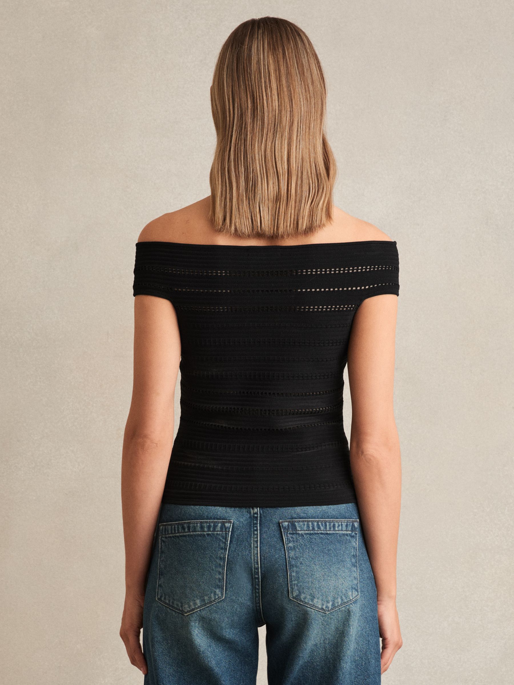 Bardot Open Knit Top in Black - Image 5 of 6