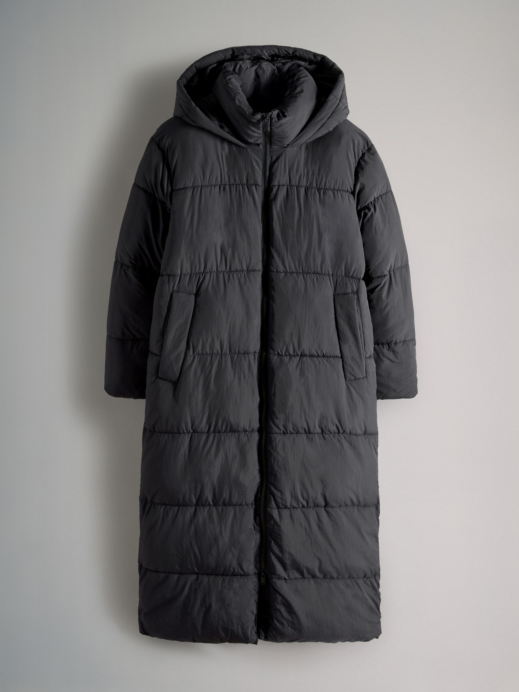 Black - Hooded Longline Padded Maxi Coat - Image 2 of 10