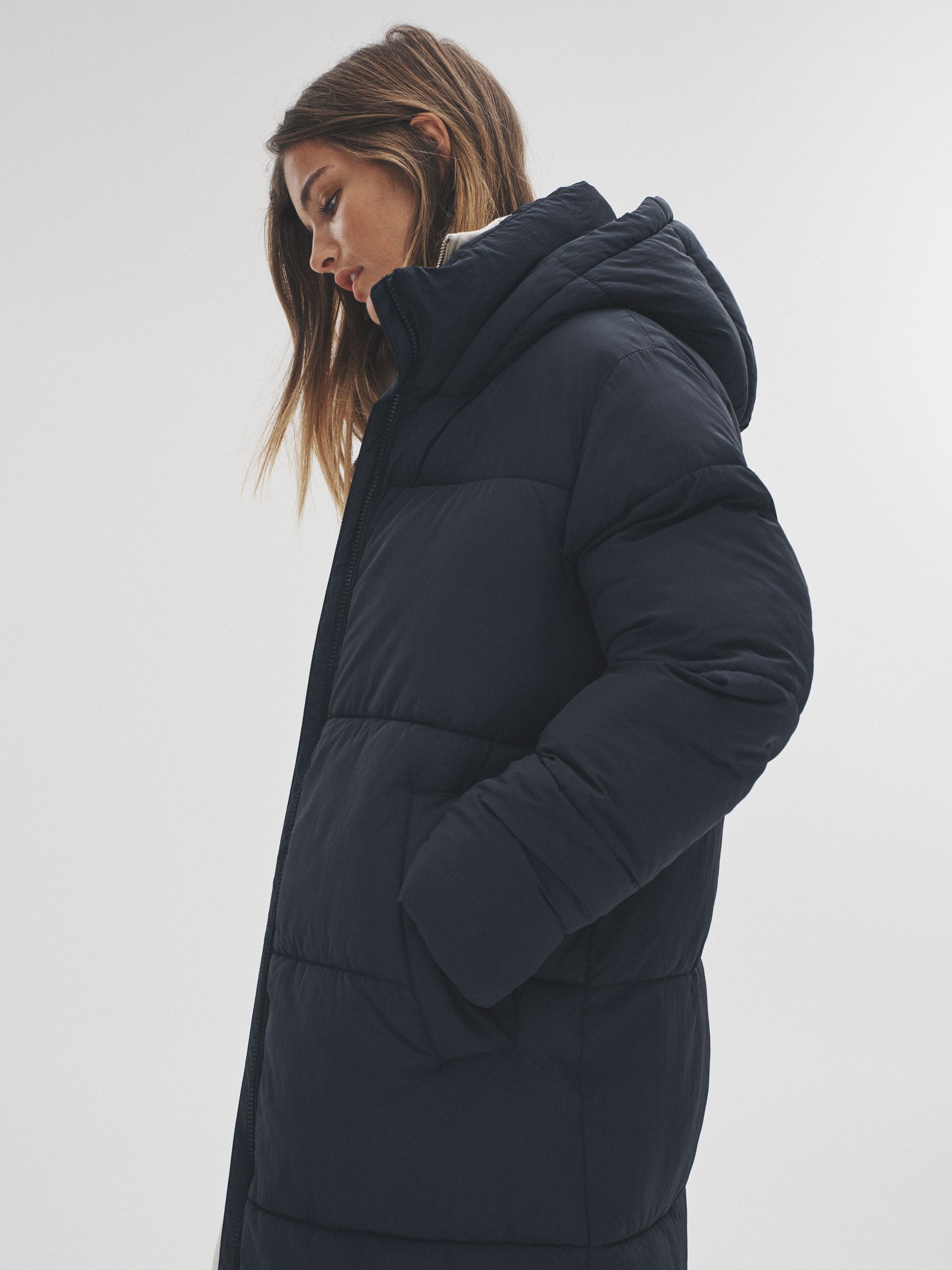 Black - Hooded Longline Padded Maxi Coat - Image 6 of 10