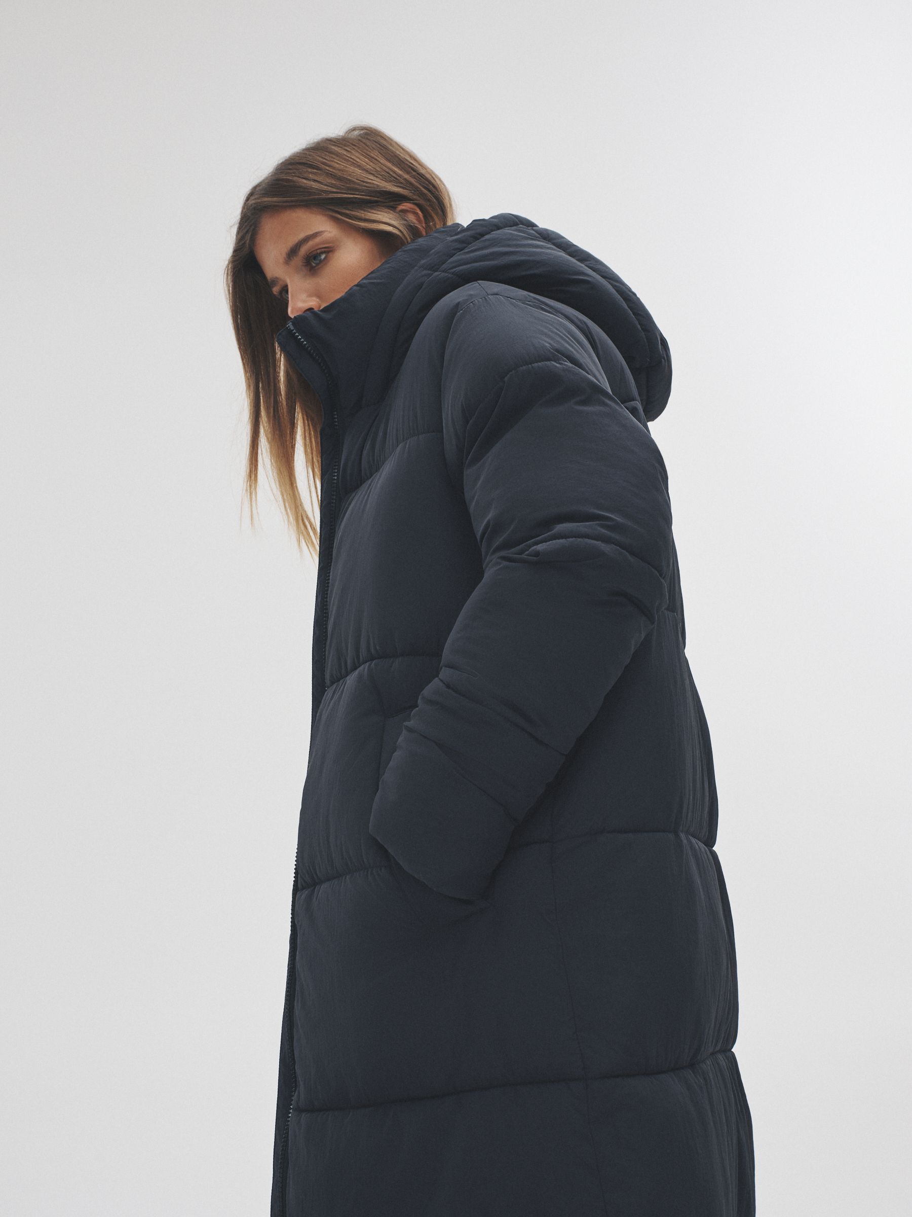 Black - Hooded Longline Padded Maxi Coat - Image 7 of 10