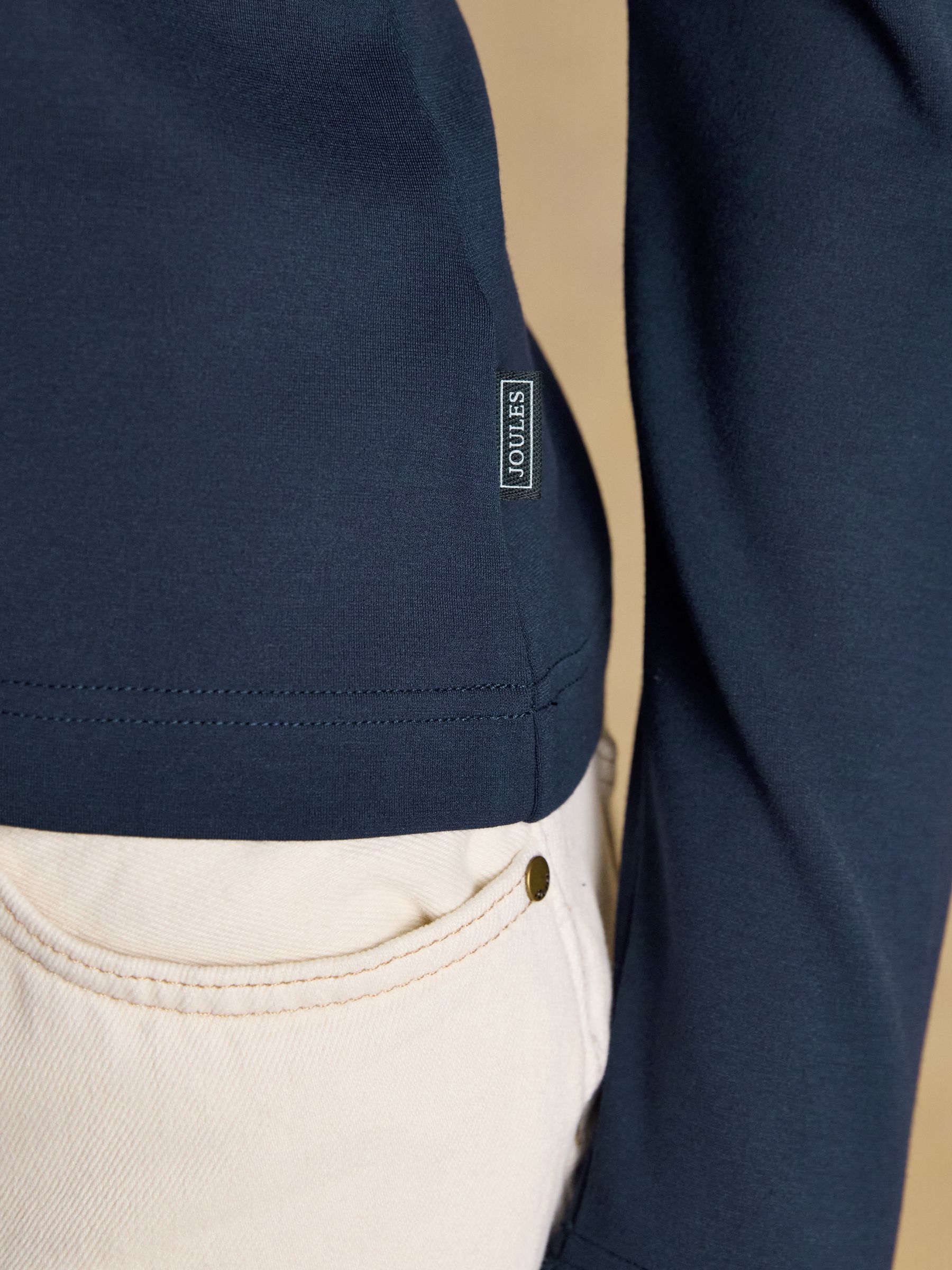 Heidi Navy Frill Neck Jersey Fitted Top - Image 6 of 8