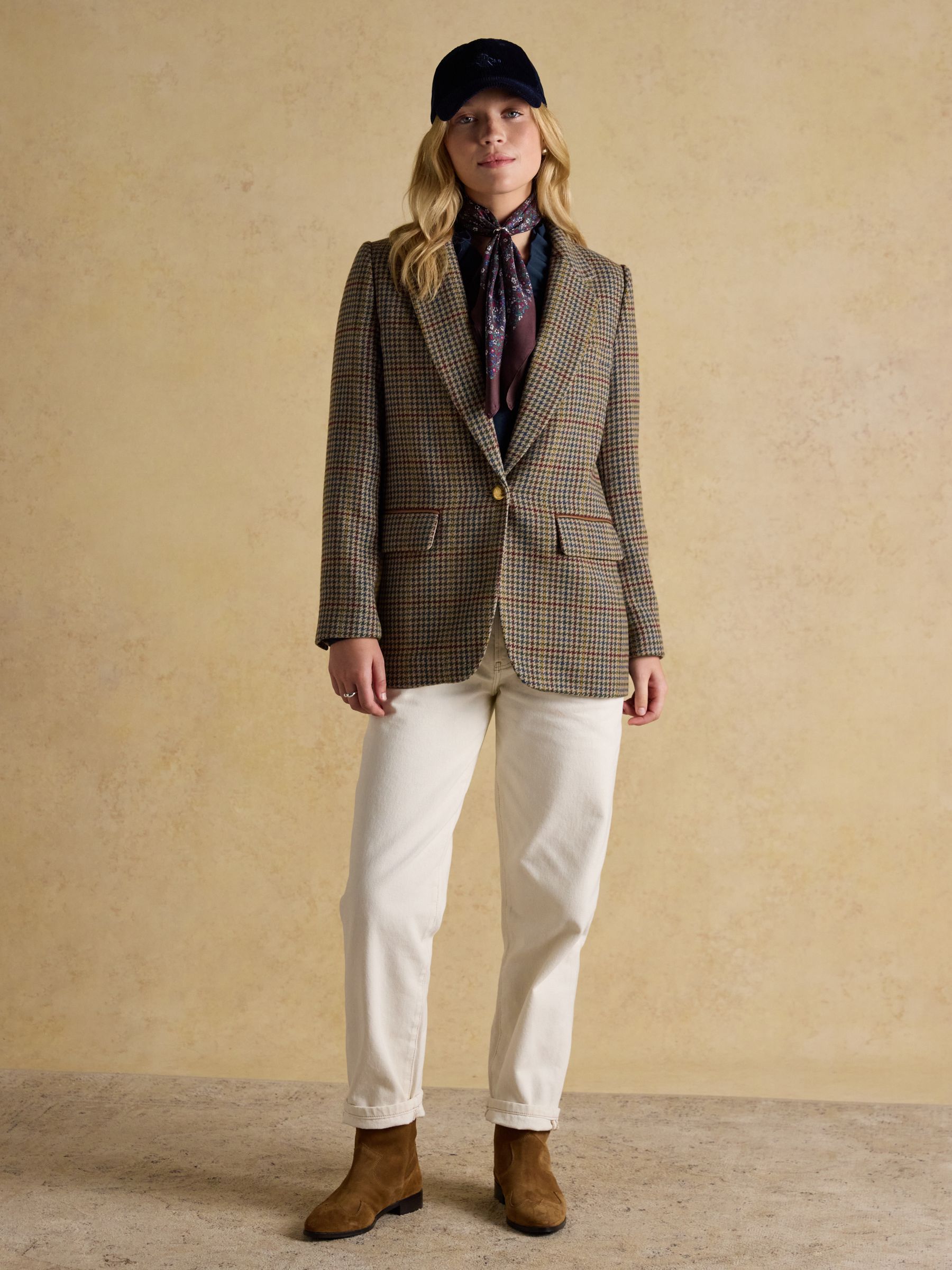 Heidi Navy Frill Neck Jersey Fitted Top - Image 7 of 8