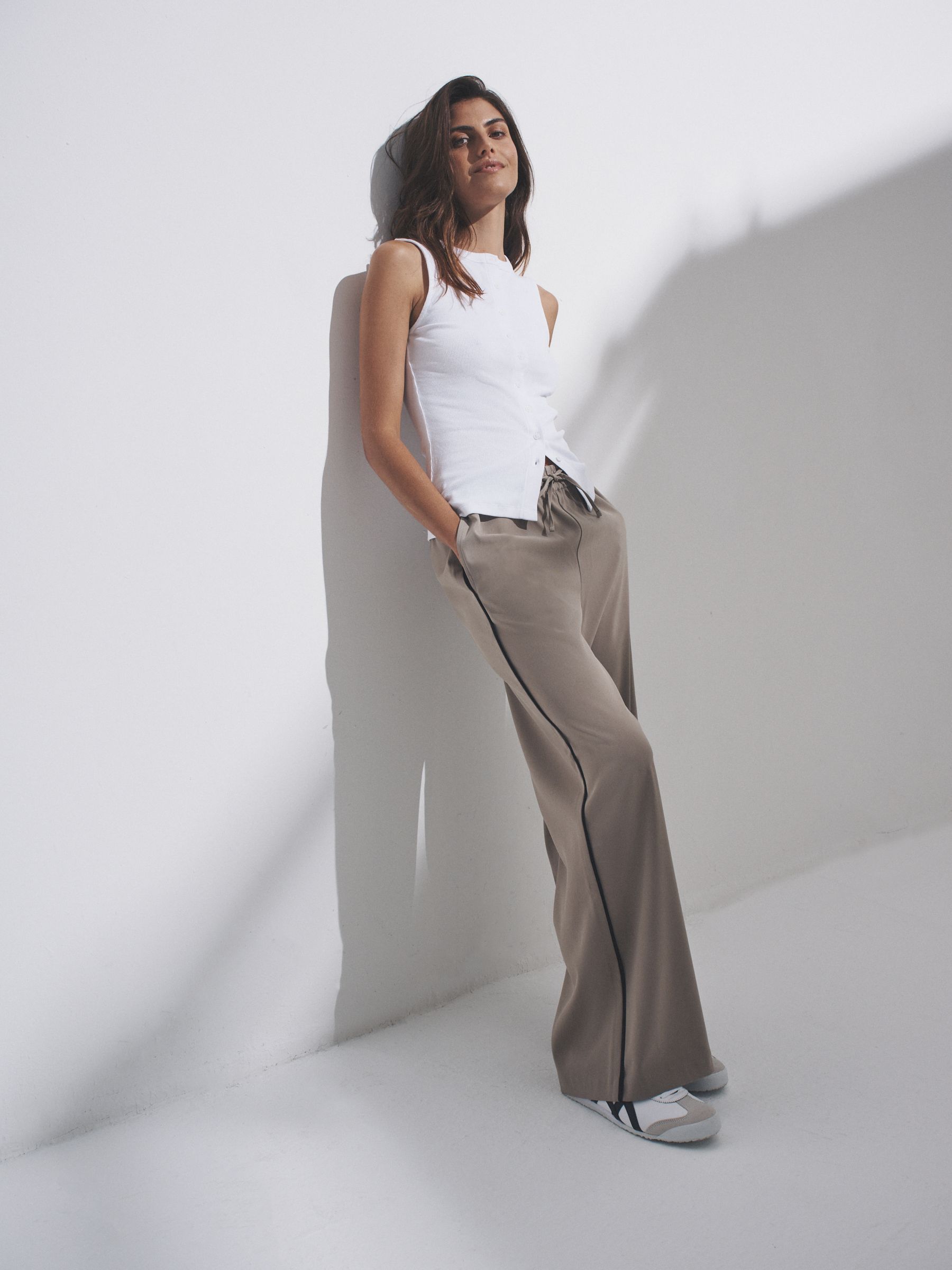 Black/Neutral Taupe - 2 Pack Wide Leg Trousers - Image 1 of 10