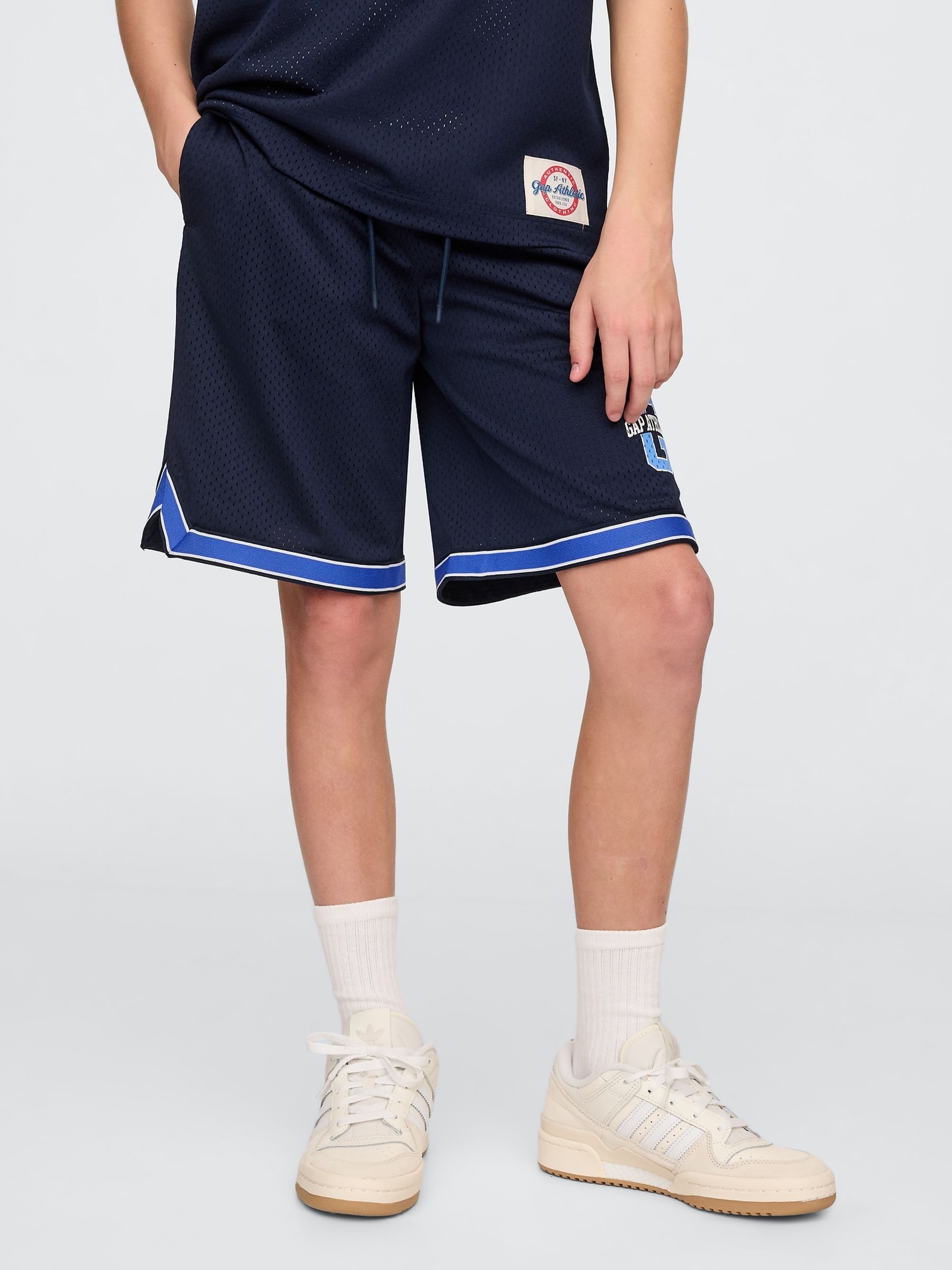 Navy Blue Mesh Pull On Shorts (4-13yrs) - Image 3 of 5