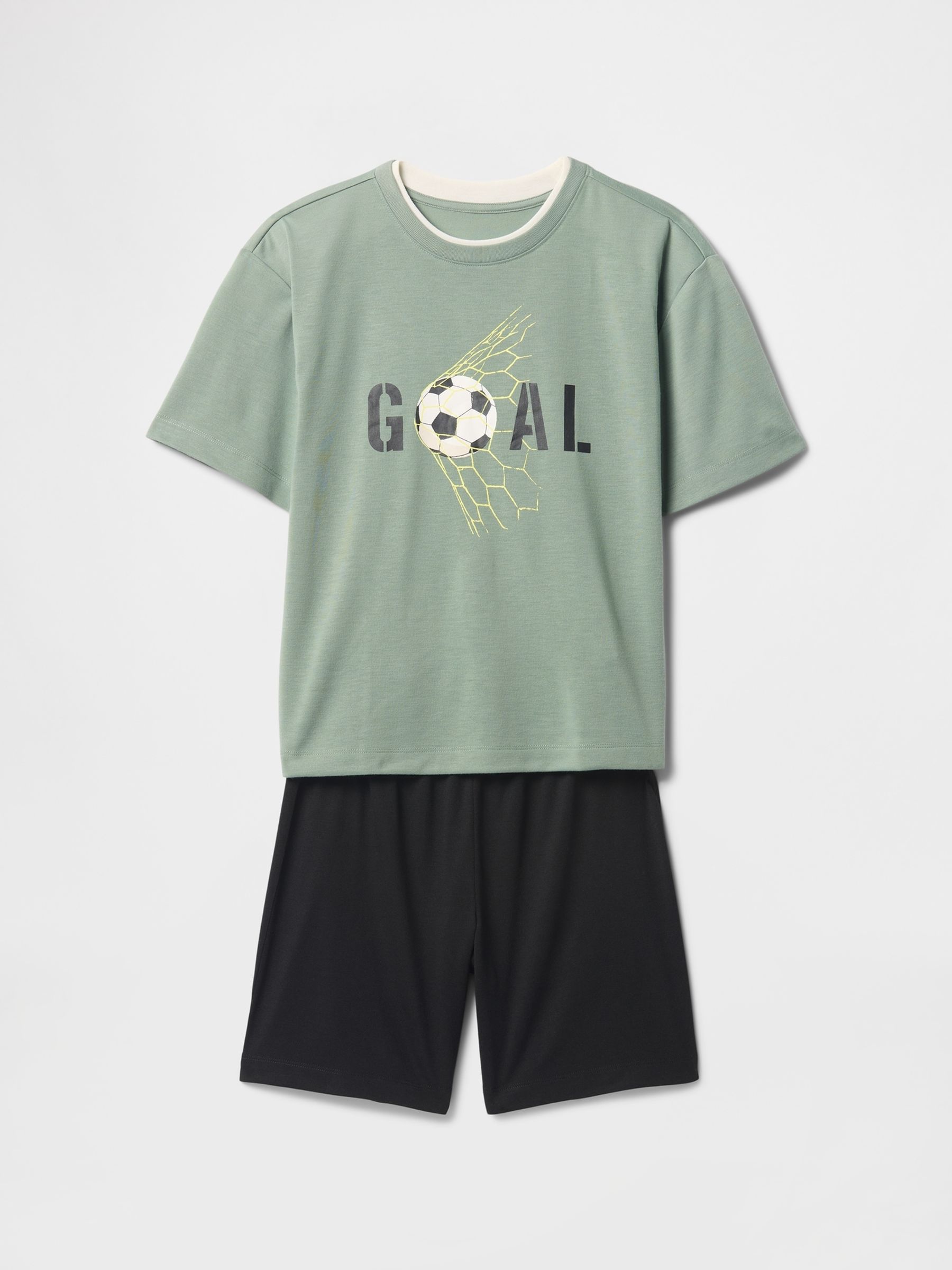 Green Football Short Pyjamas (6-13yrs) - Image 1 of 3