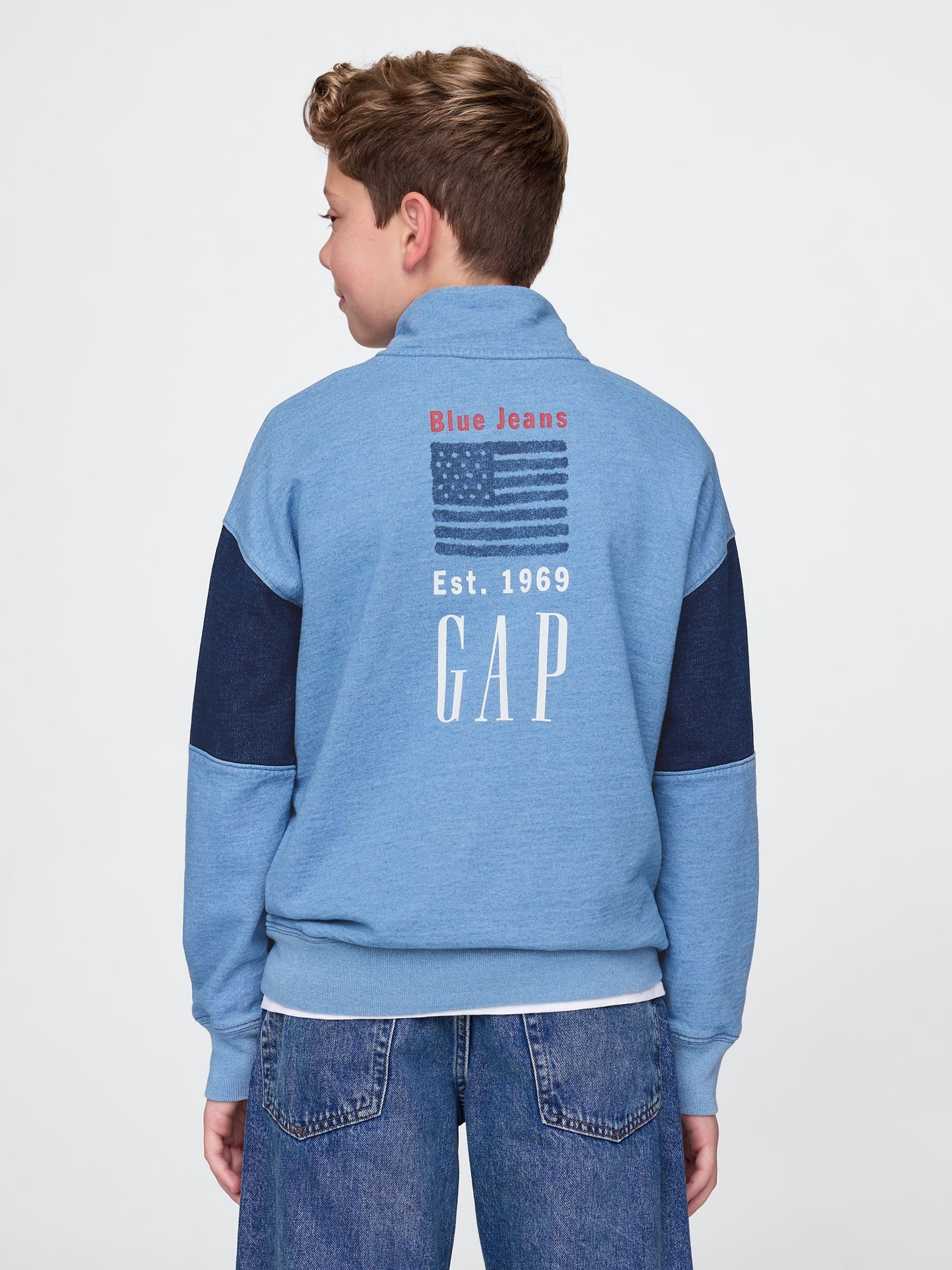 Blue Vintage Soft Half-Zip Logo Pullover (4-13yrs) - Image 2 of 5