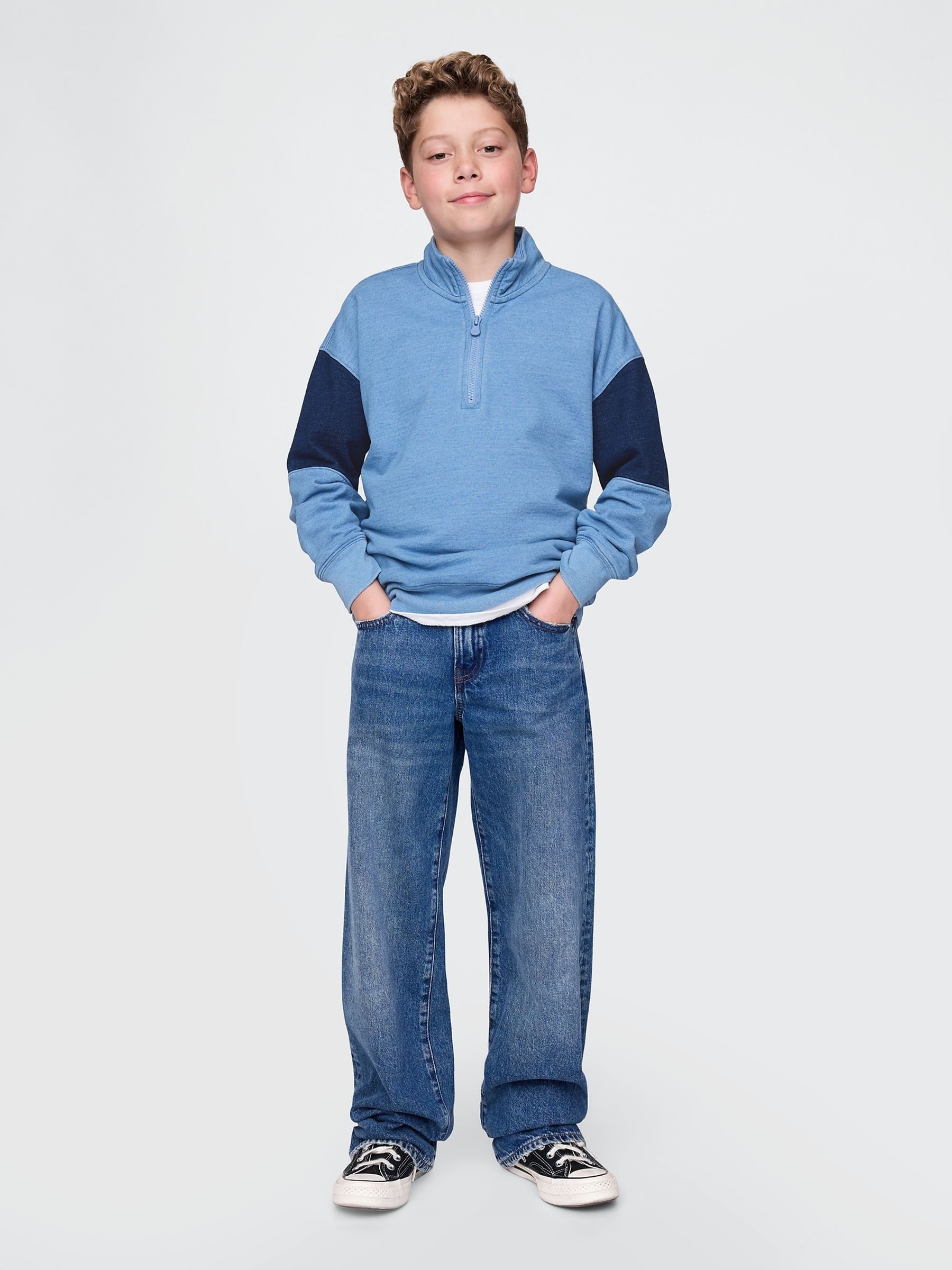 Blue Vintage Soft Half-Zip Logo Pullover (4-13yrs) - Image 3 of 5