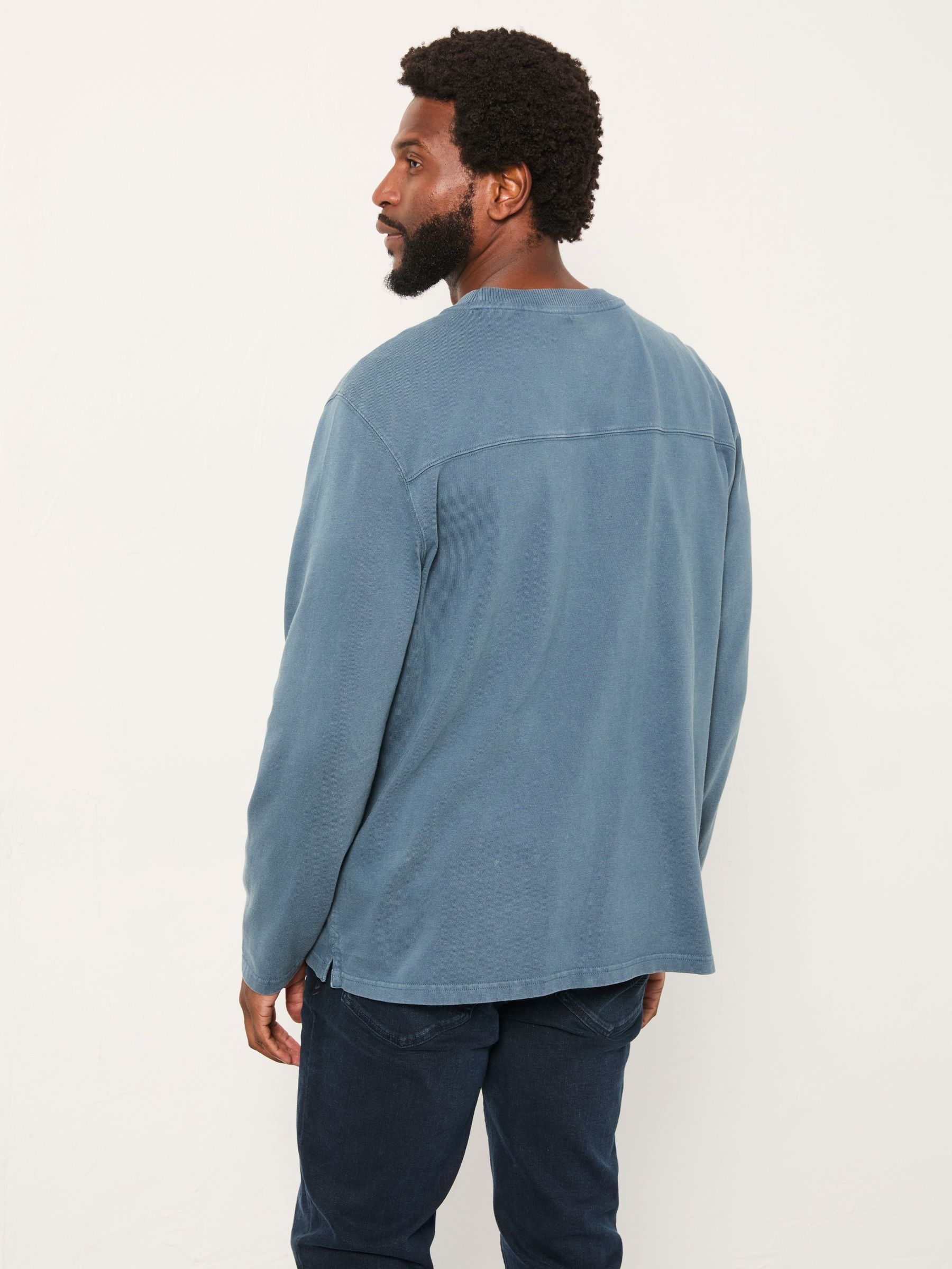 Arne Mid Blue Long Sleeve Heavyweight Relaxed Fit T-Shirt - Image 2 of 5