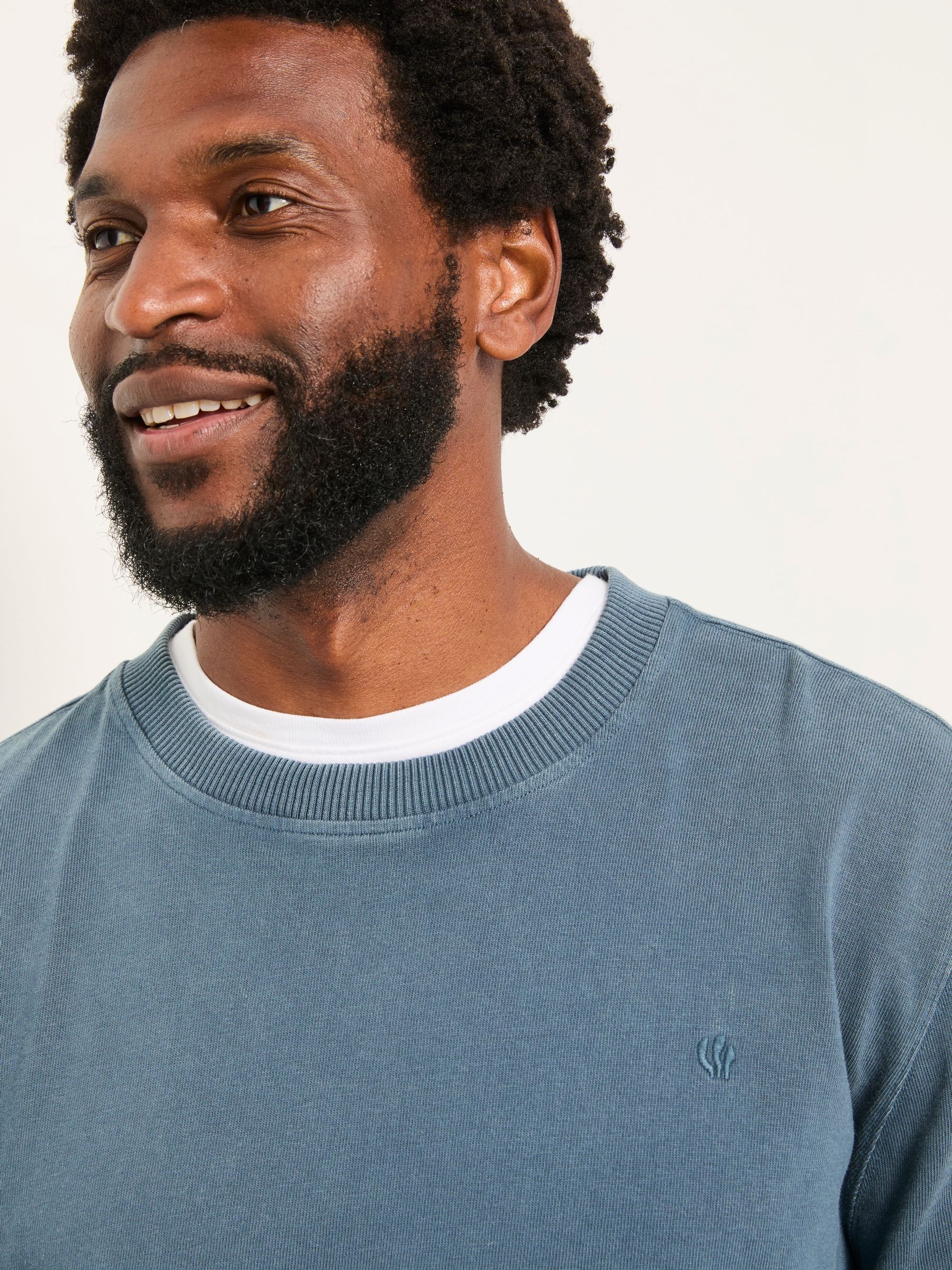 Arne Mid Blue Long Sleeve Heavyweight Relaxed Fit T-Shirt - Image 3 of 5