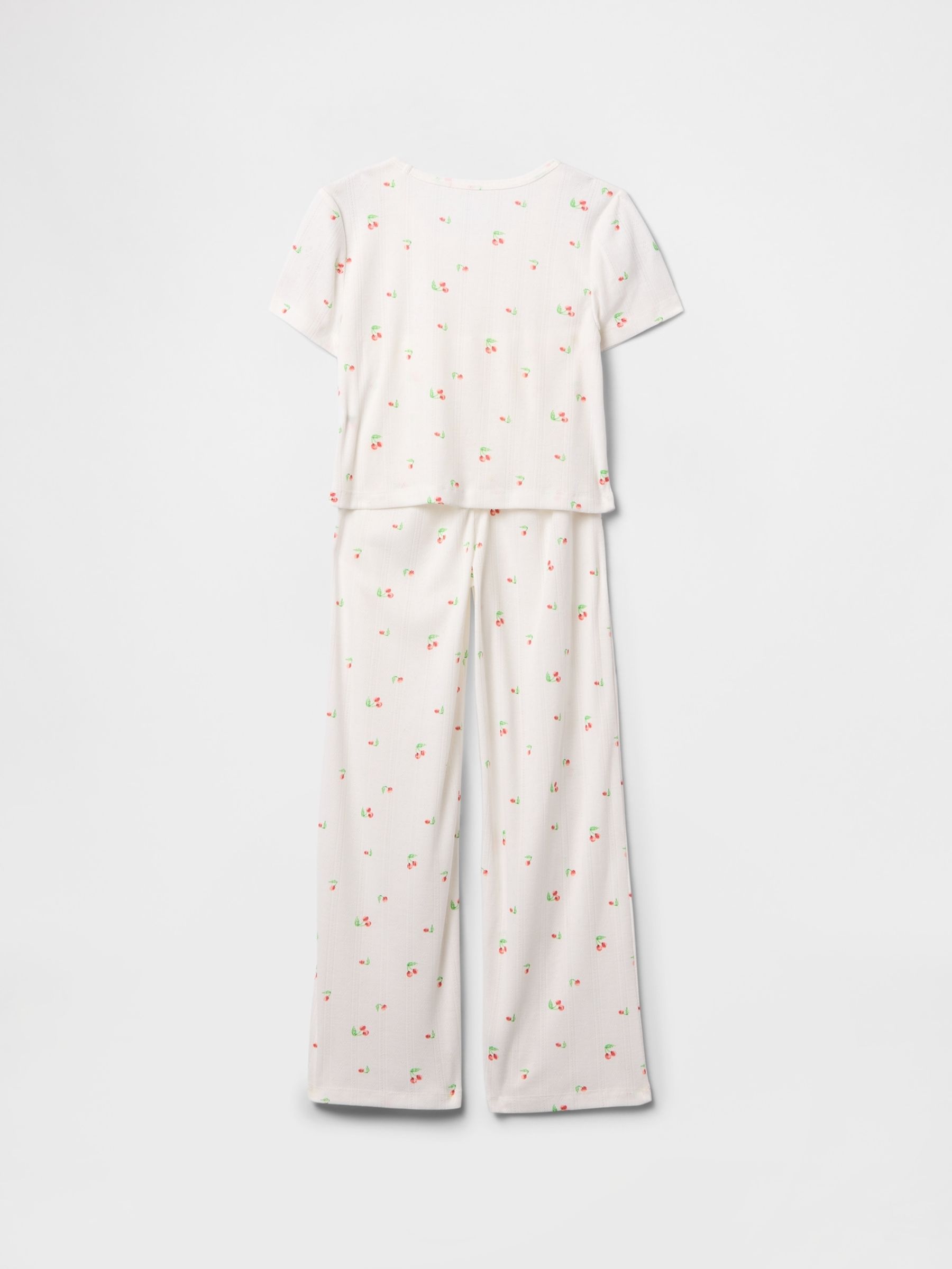 White Cherry Pointelle Long Pyjamas (6-13yrs) - Image 2 of 3