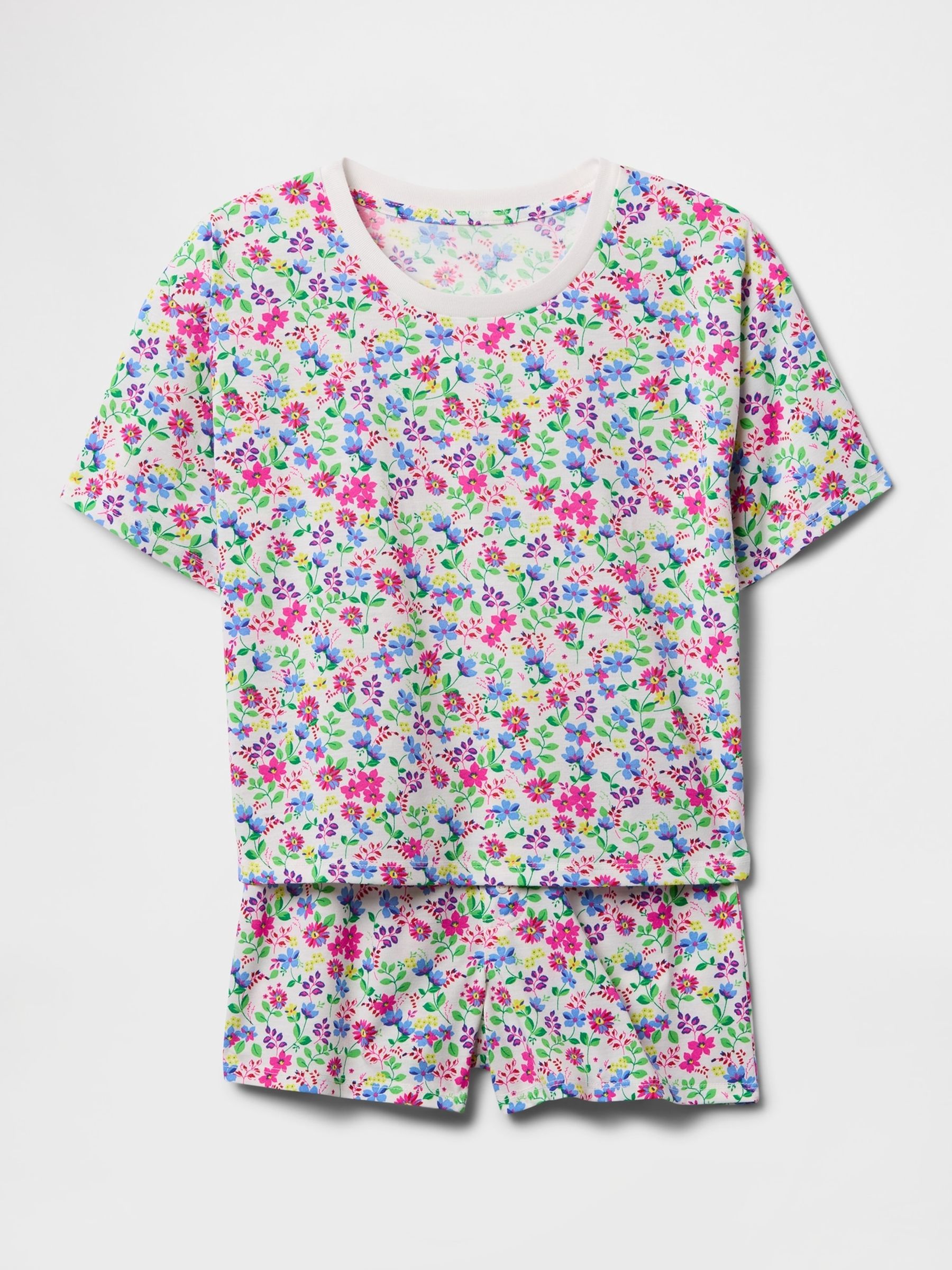 White Floral Pointelle Short Pyjamas (6-13yrs) - Image 1 of 3