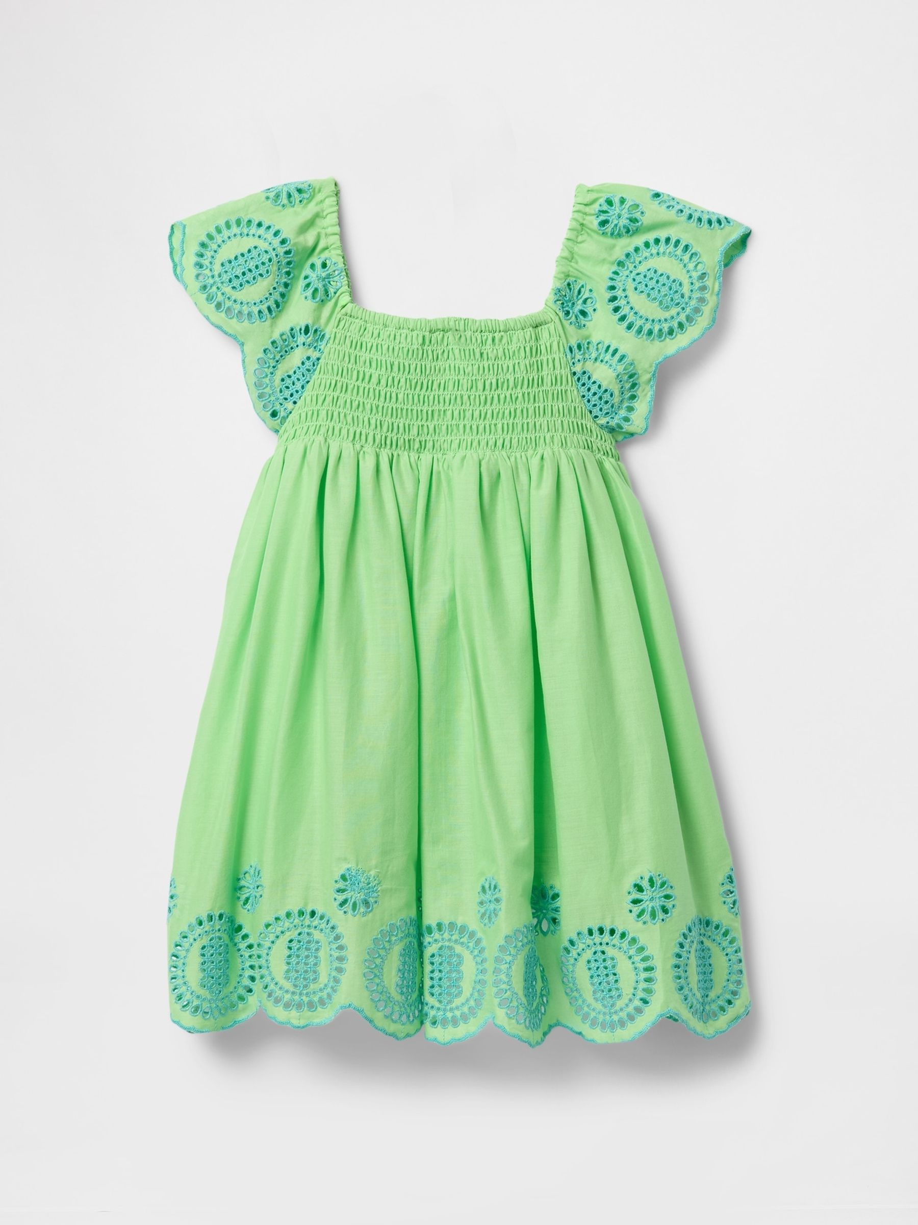 Green Smocked Eyelet Dress (6mths-5yrs) - Image 2 of 4