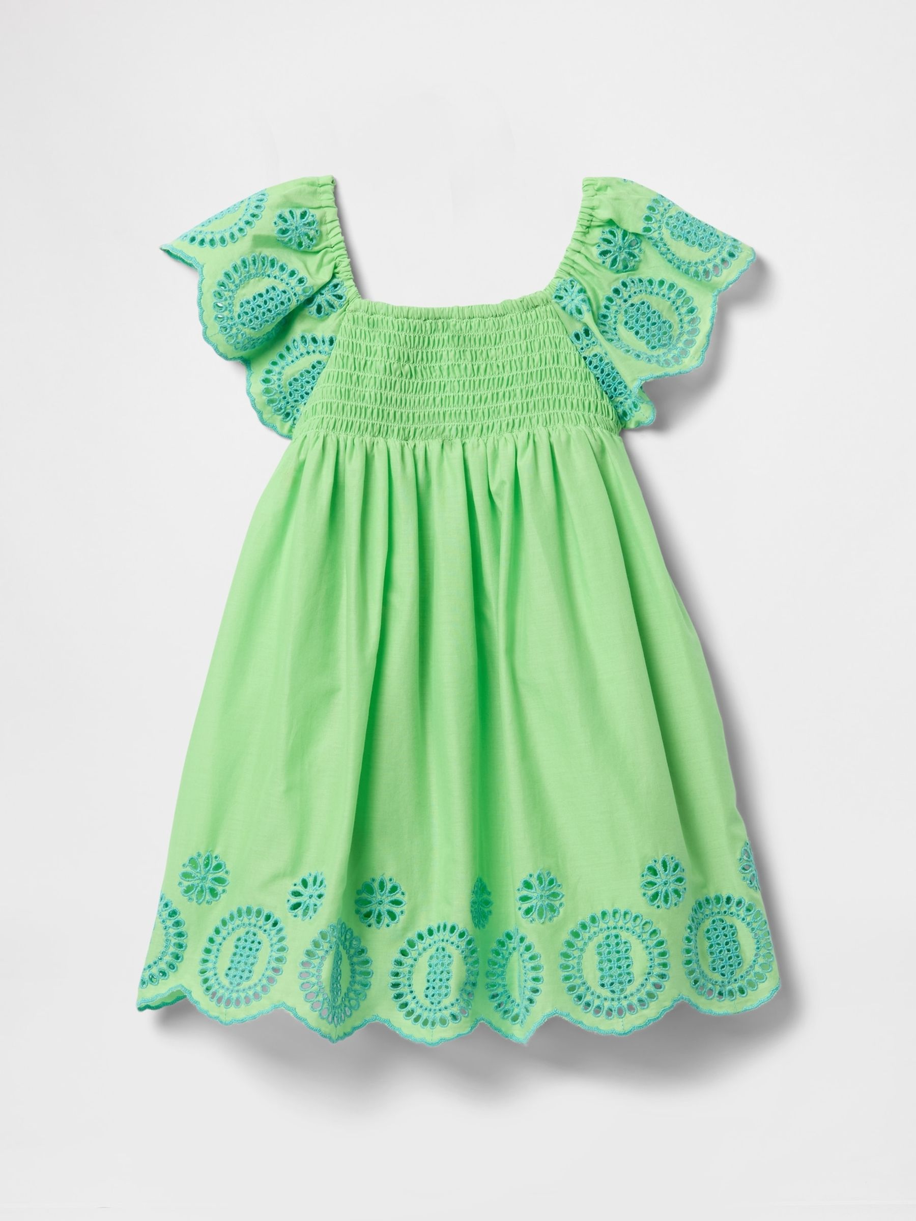 Green Smocked Eyelet Dress (6mths-5yrs) - Image 3 of 4