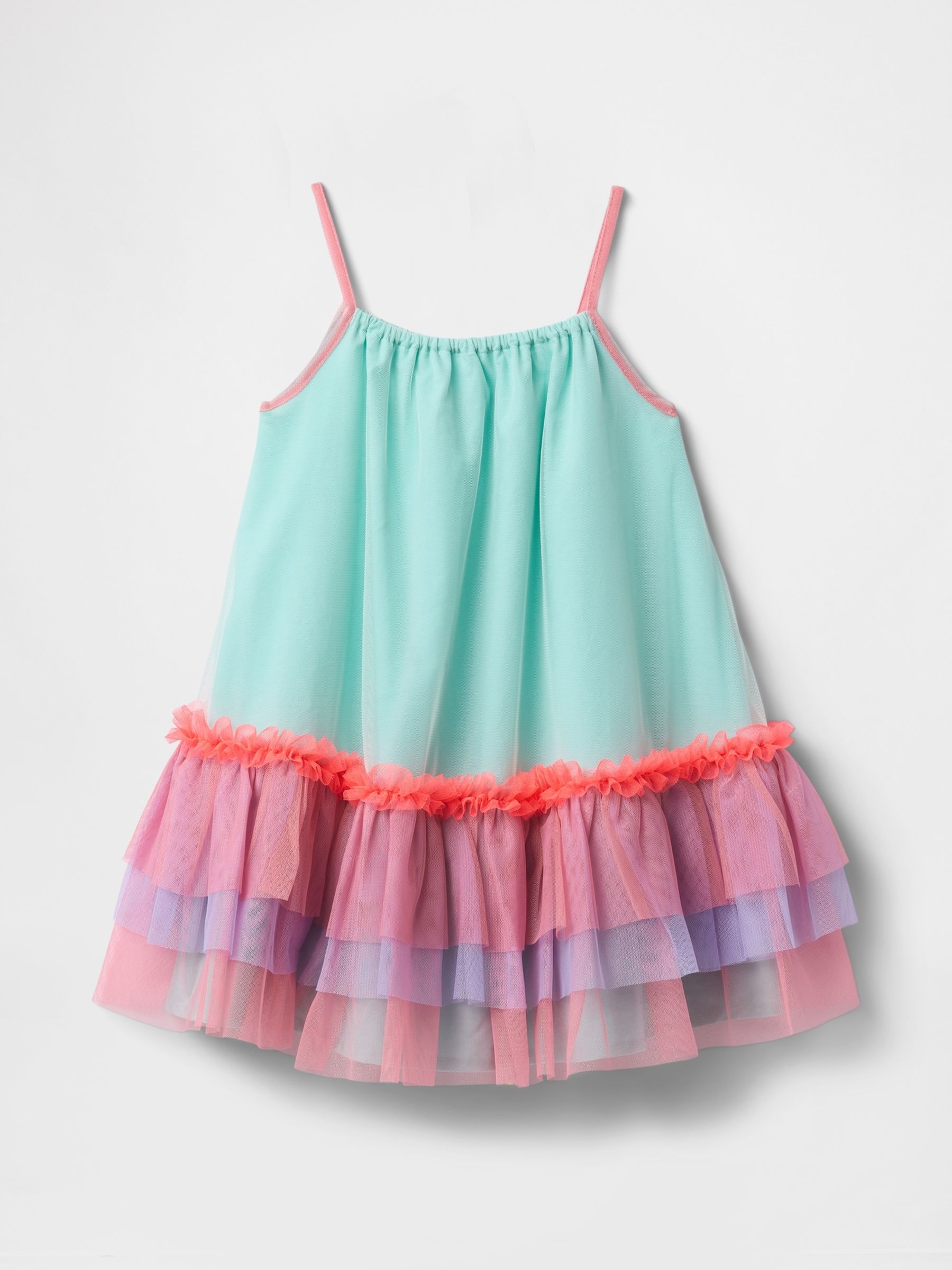 Green Rainbow Sleeveless Mesh Tutu Dress (6mths-5yrs) - Image 3 of 4