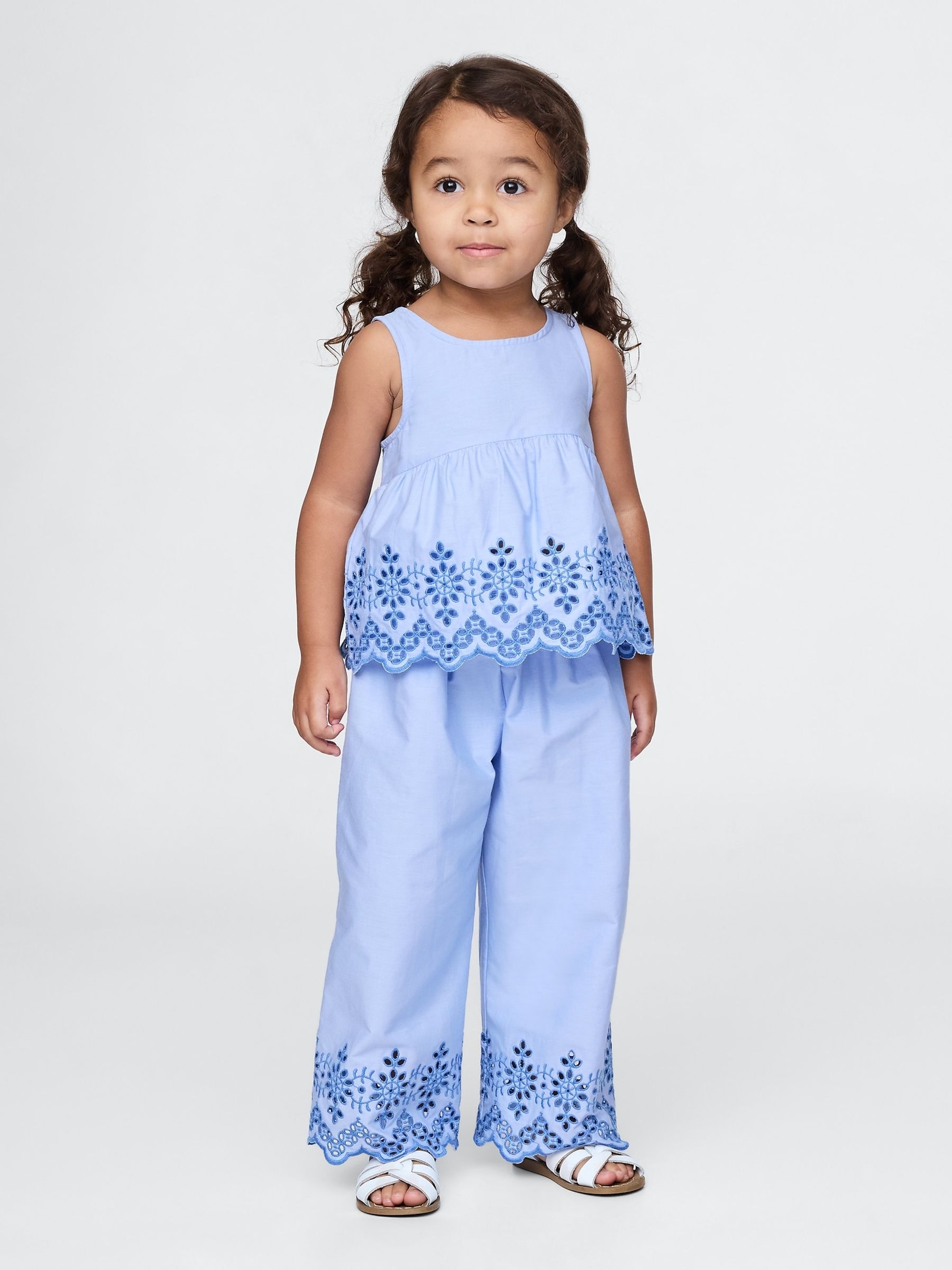 Blue Eyelet Poplin Outfit Set (6mths-5yrs) - Image 1 of 4