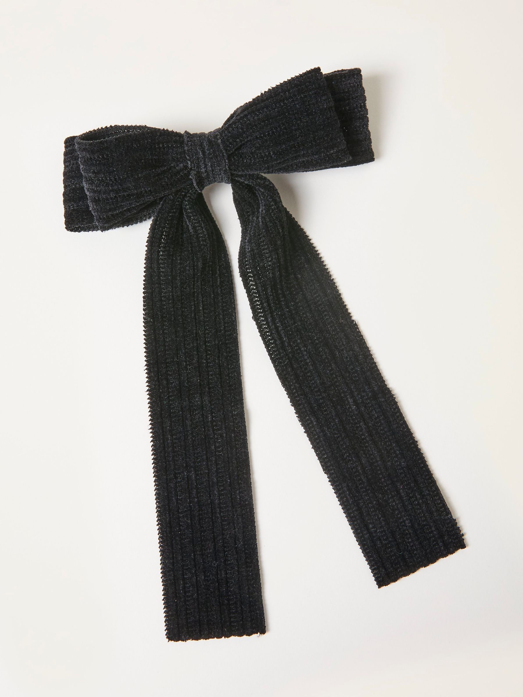 Black Velvet Textured Hair Bow - Image 1 of 2 Black Velvet Textured Hair Bow - Image 1 of 2
