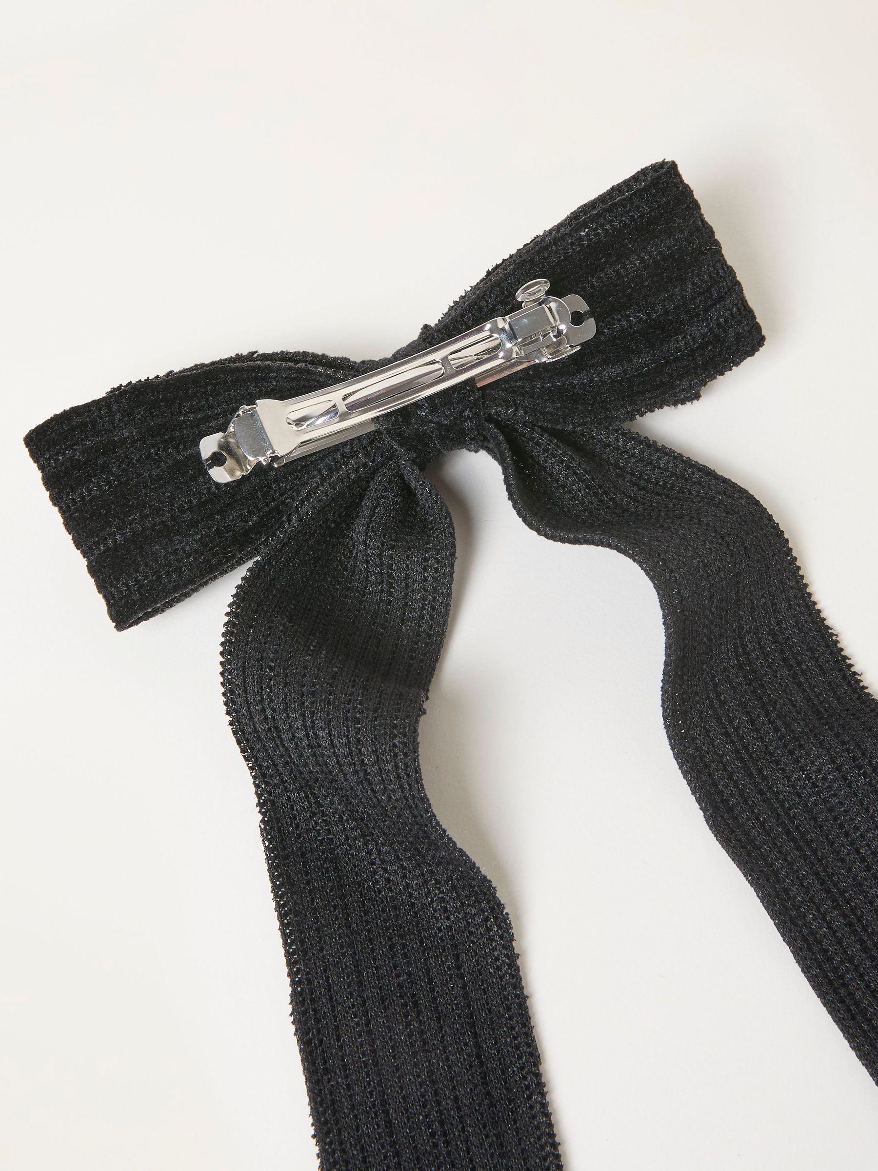 Black Velvet Textured Hair Bow - Image 2 of 2 Black Velvet Textured Hair Bow - Image 2 of 2