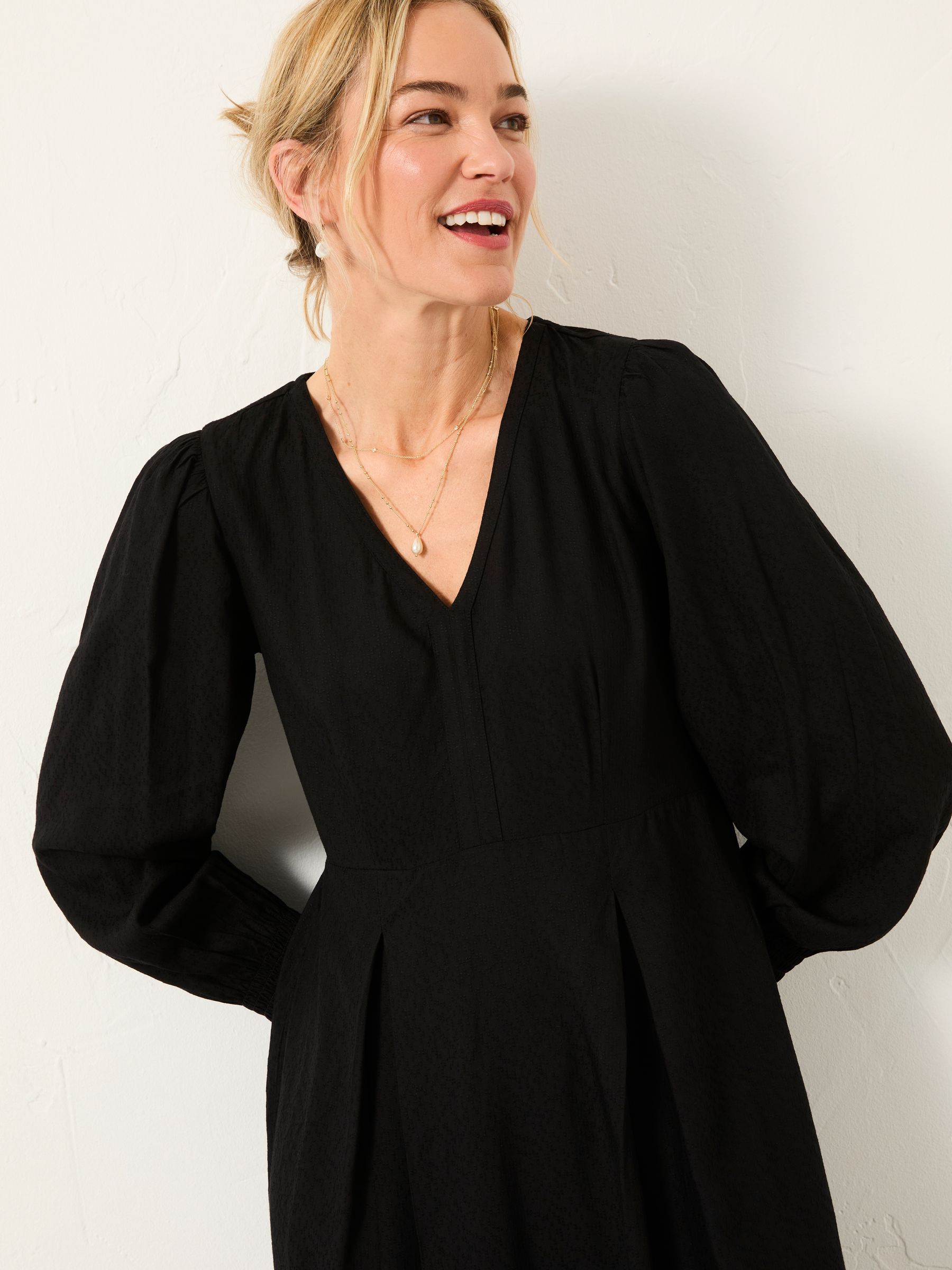Ellie Black Petite Midi Dress | FatFace USA Ellie Black Petite Midi Dress | FatFace USA