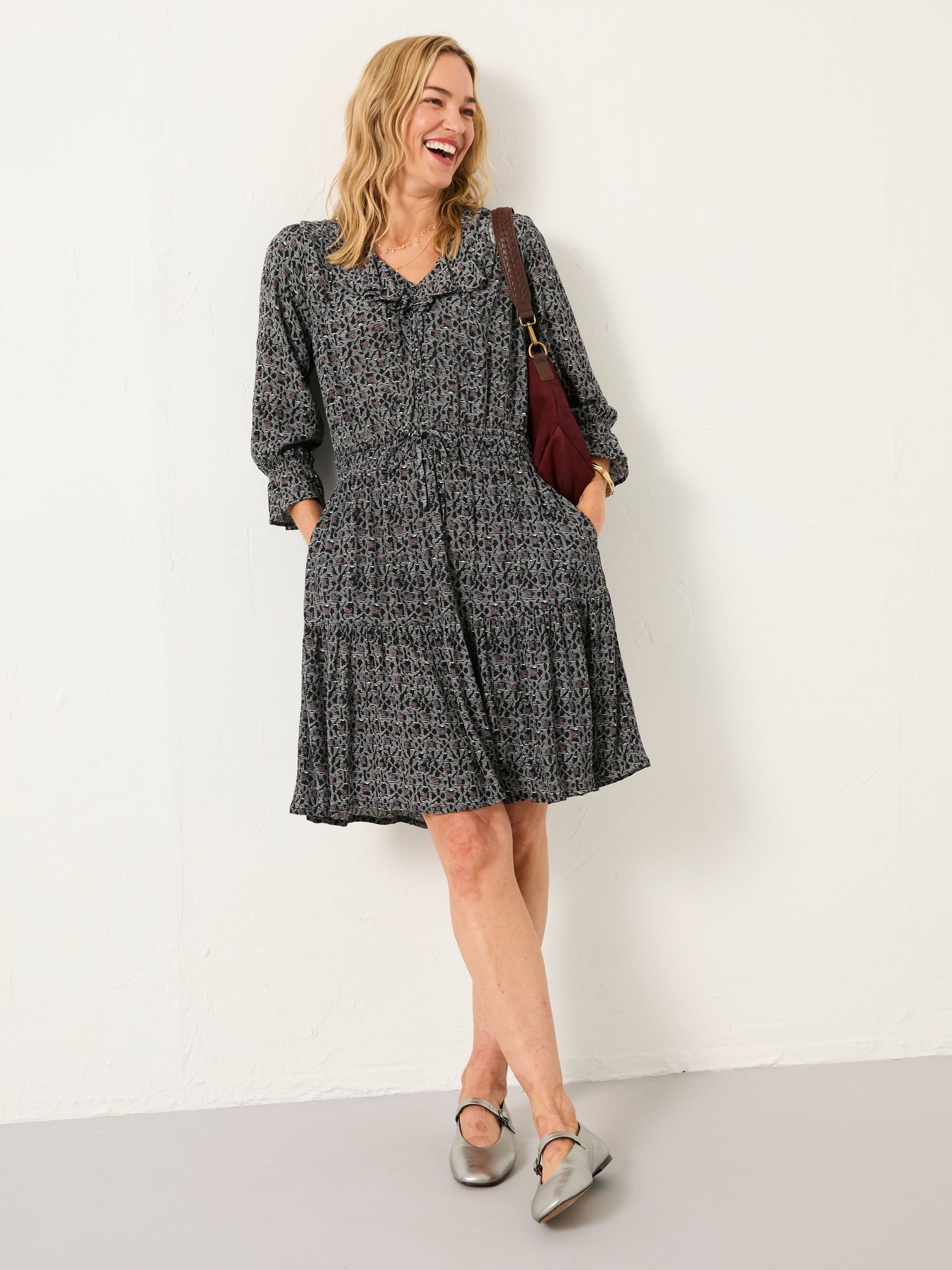 Orla Black Tapestry Floral Petite Dress - Image 1 of 6