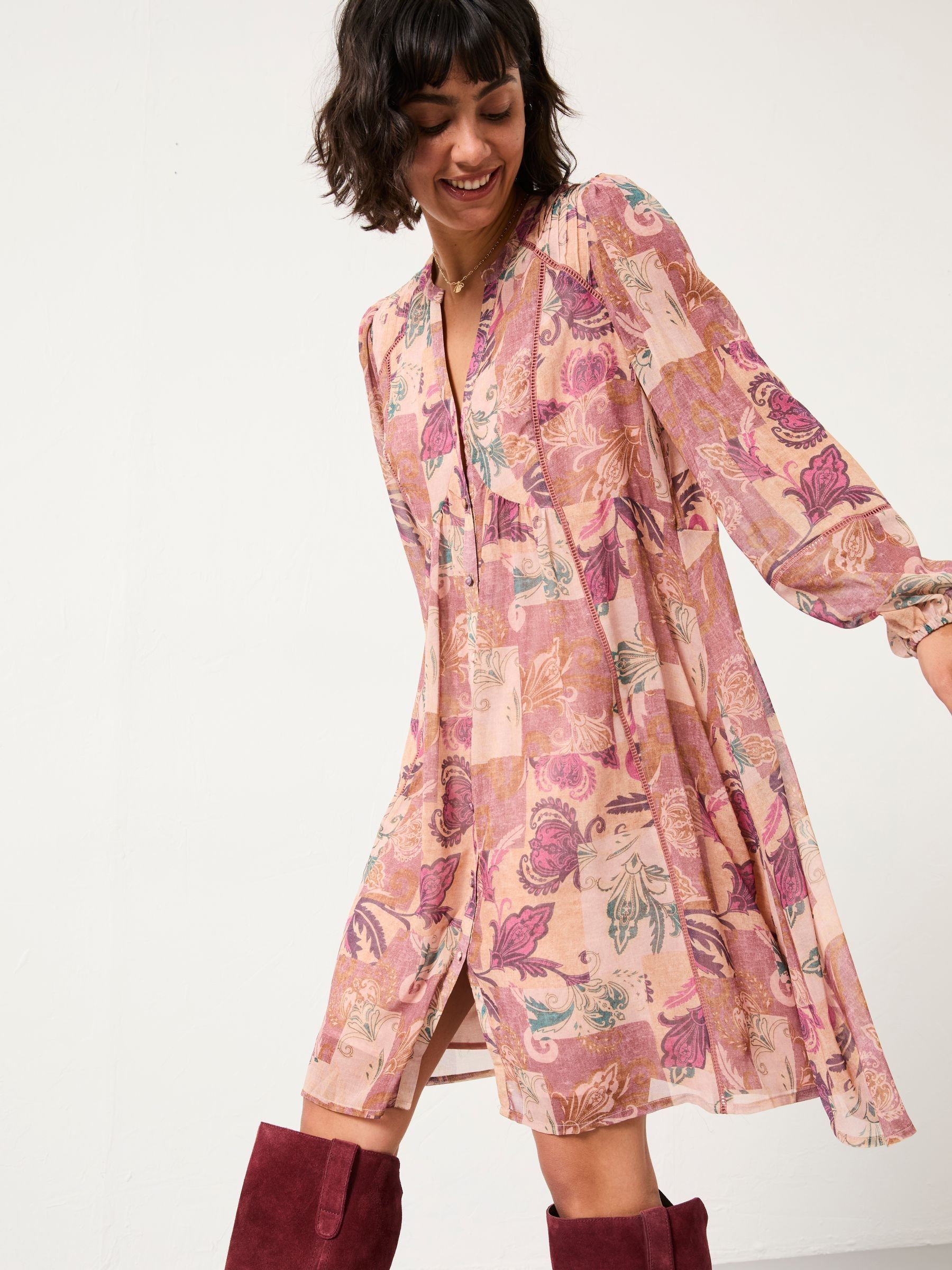 Steph Rose Pink Patched Chintz Petite Dress - Image 5 of 6