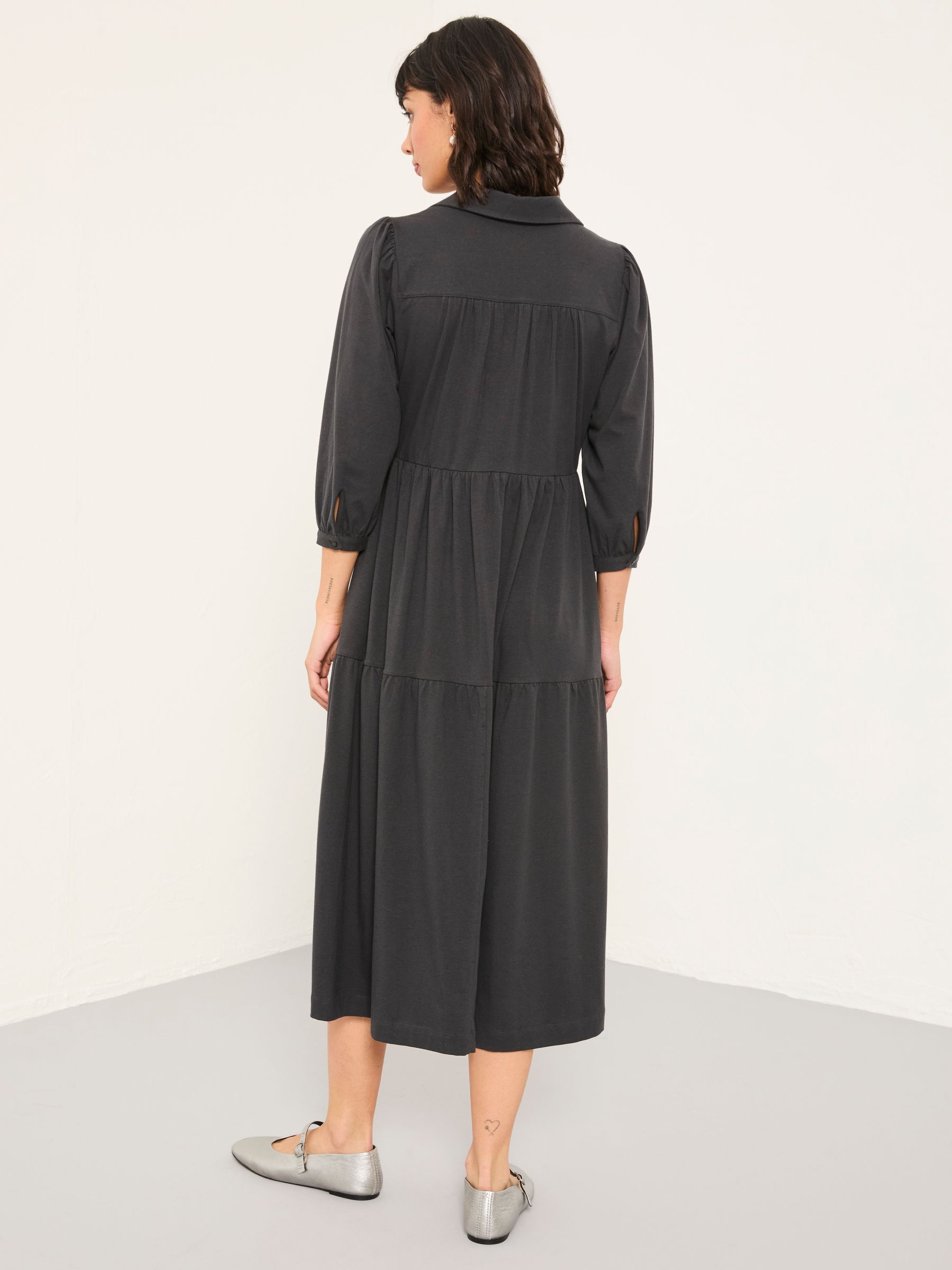 Lola Charcoal Grey Petite Jersey Midi Dress - Image 3 of 4