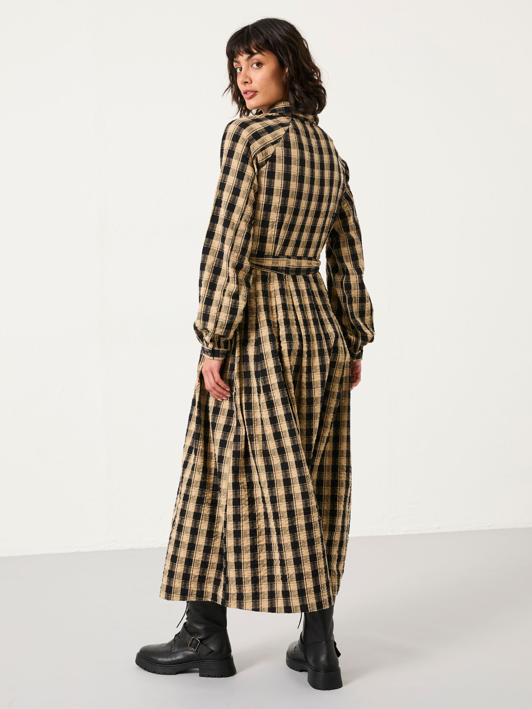 Ally Black Petite Check Shirt Dress - Image 2 of 6