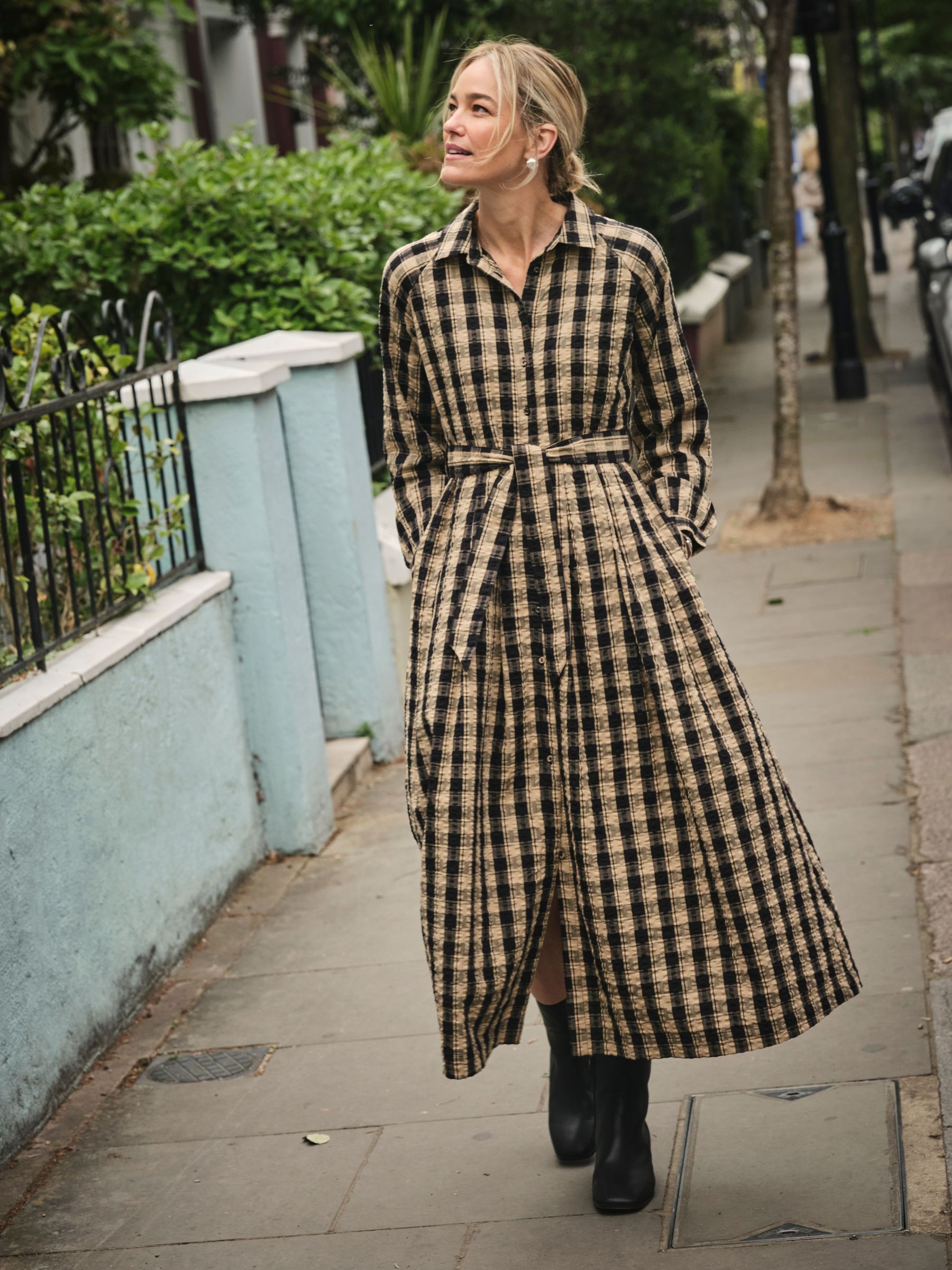 Ally Black Petite Check Shirt Dress - Image 4 of 6