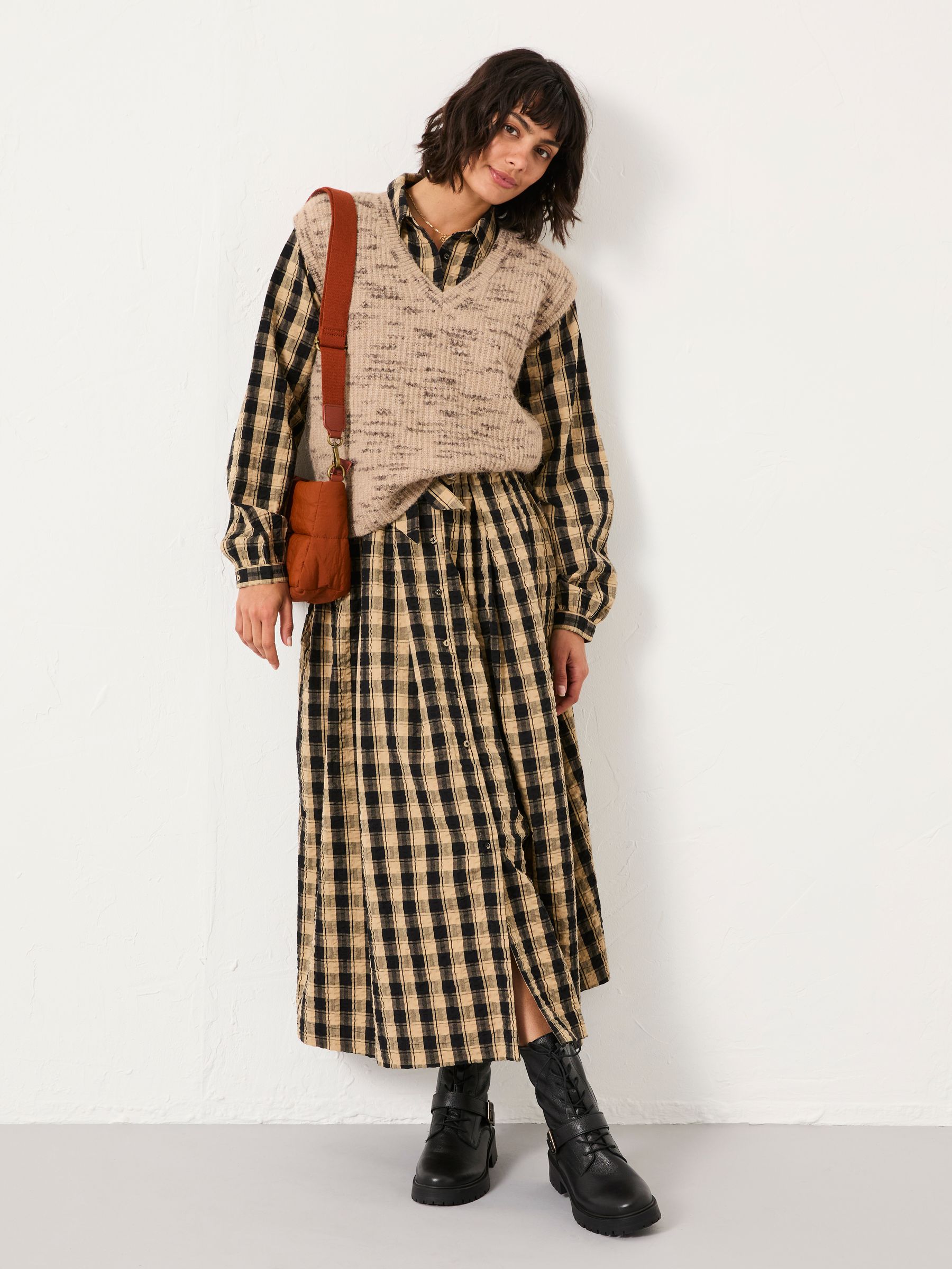 Ally Black Petite Check Shirt Dress - Image 5 of 6