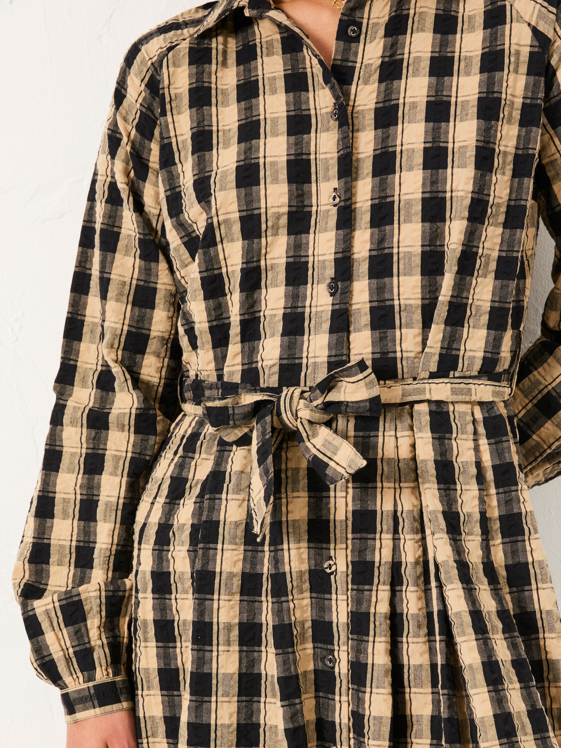 Ally Black Petite Check Shirt Dress - Image 6 of 6