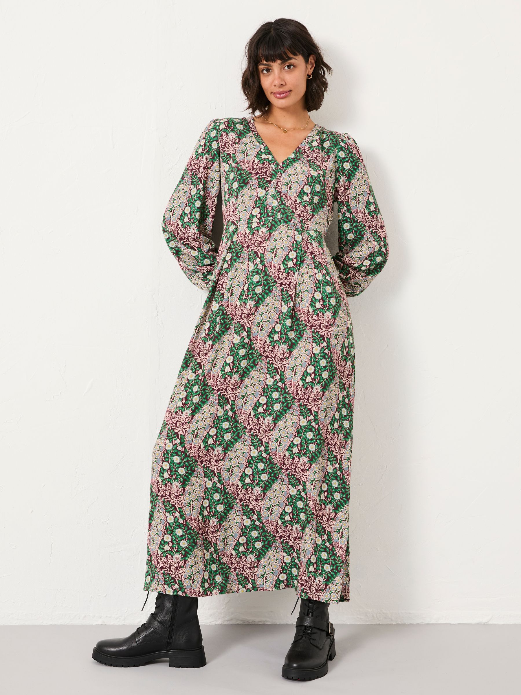 Multi Petite Japanese Rose Midi Dress - Image 1 of 6