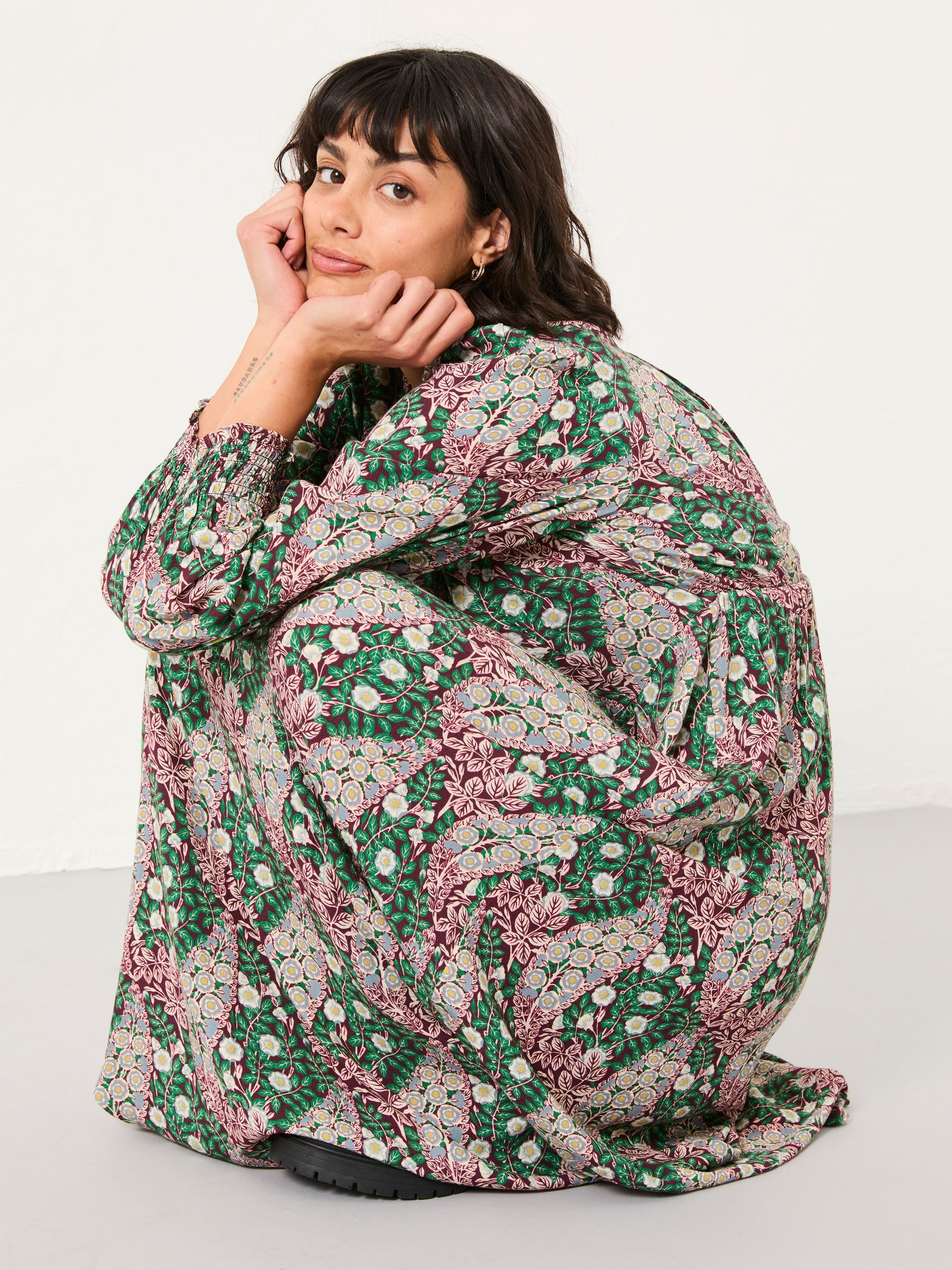 Multi Petite Japanese Rose Midi Dress - Image 3 of 6