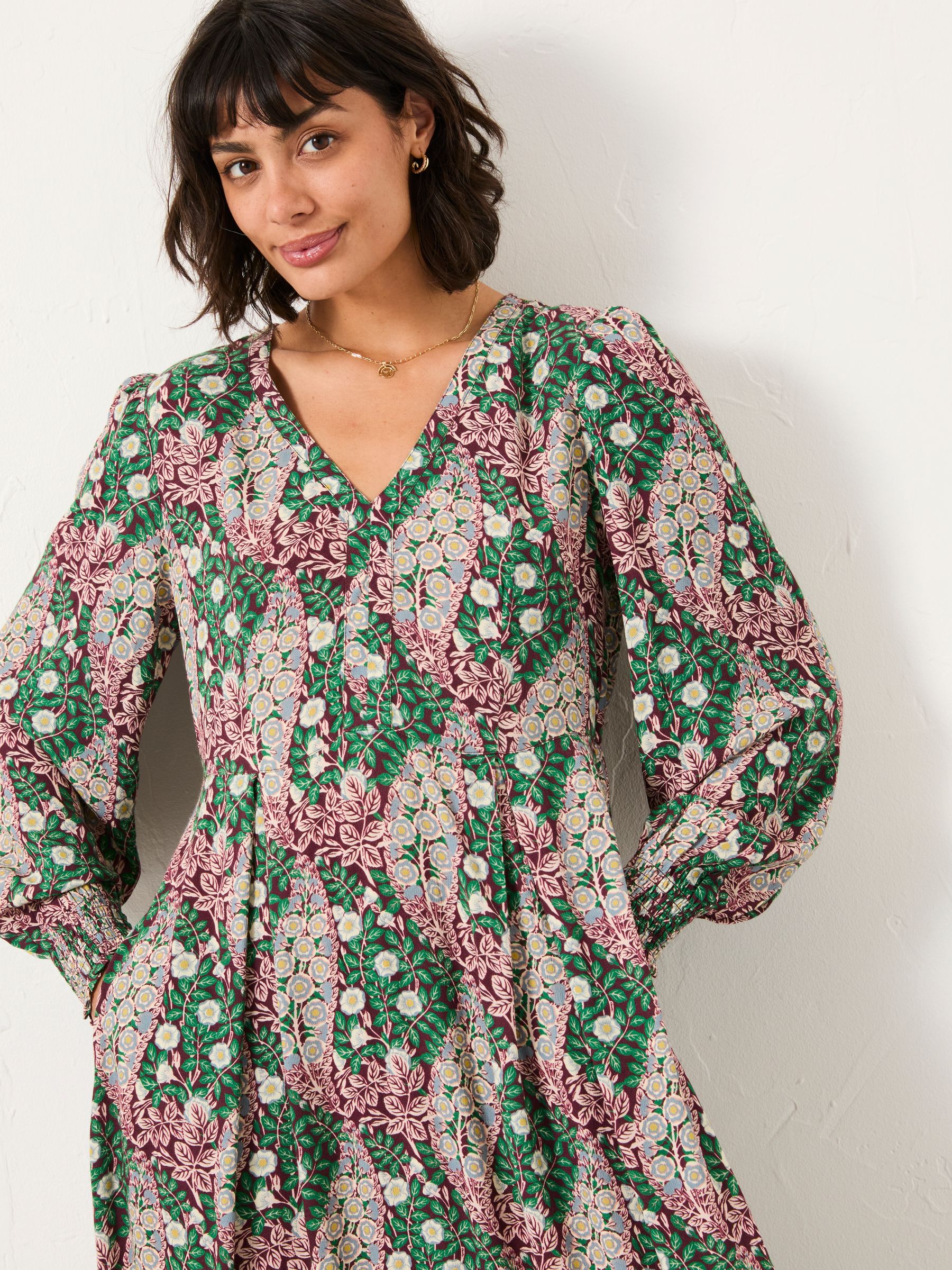 Multi Petite Japanese Rose Midi Dress - Image 4 of 6