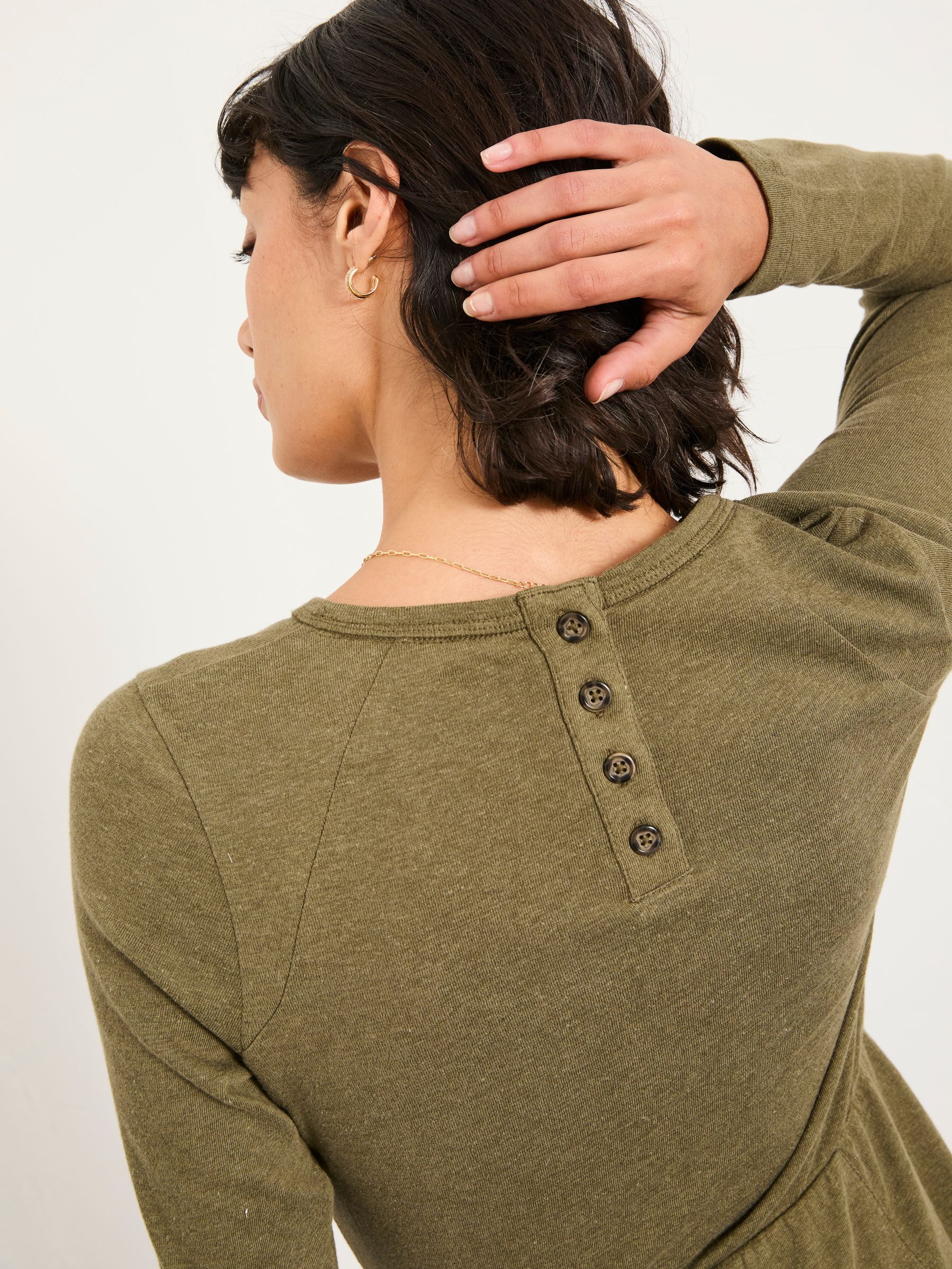 Jonie Olive Green Petite Jersey Midi Dress | FatFace USA Jonie Olive Green Petite Jersey Midi Dress | FatFace USA