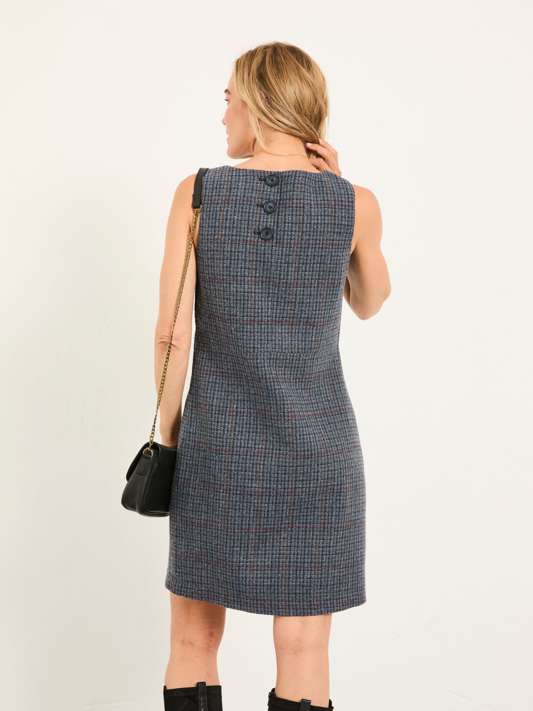 Sarah Charcoal Grey Petite Tweed Pinny Mini Dress | FatFace USA