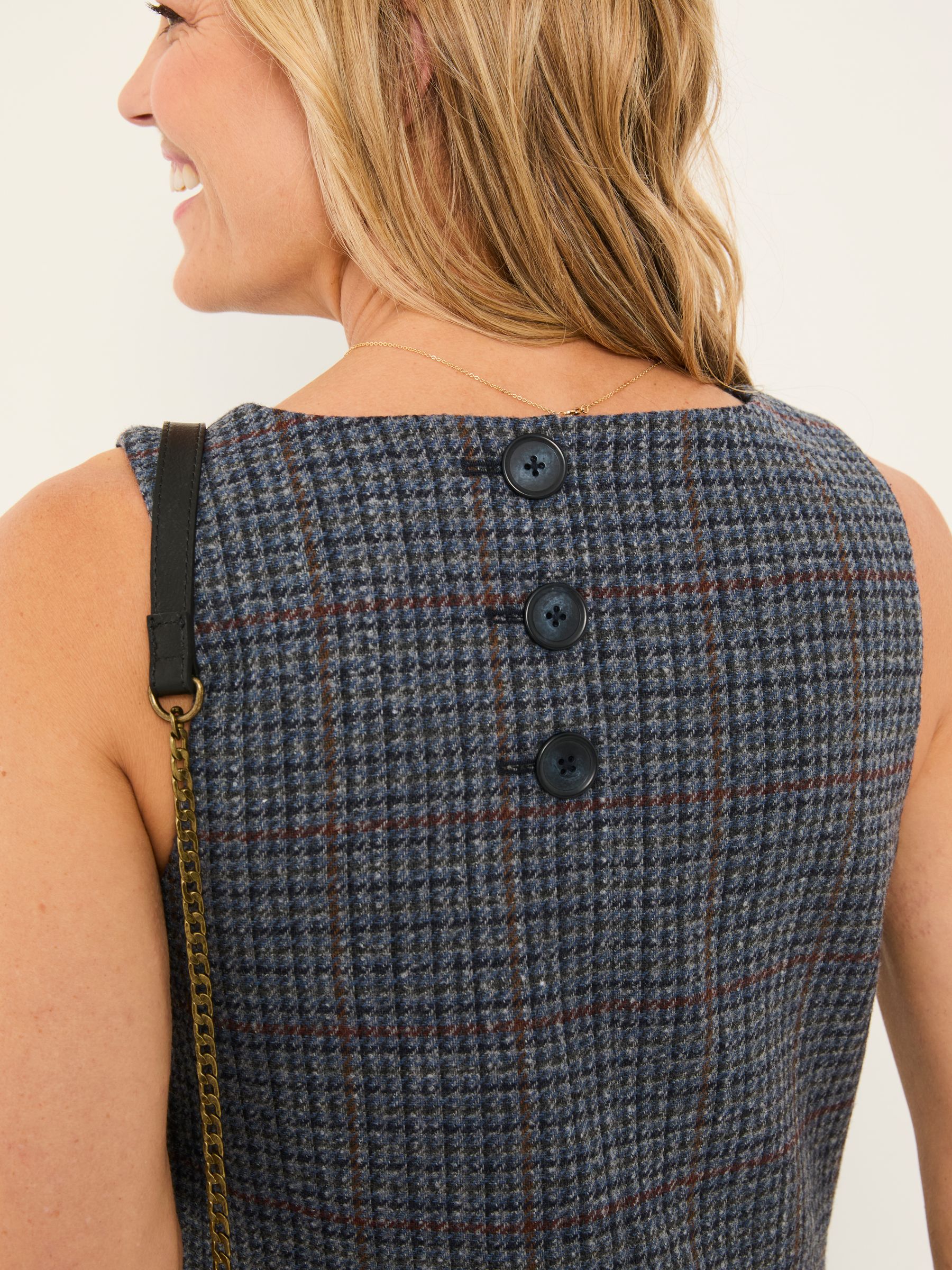 Sarah Charcoal Grey Petite Tweed Pinny Dress - Image 3 of 4