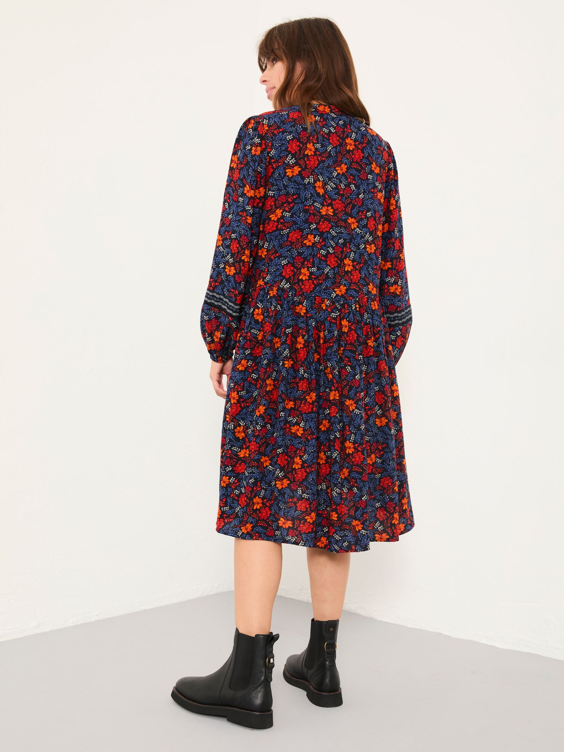 Steph Navy Folk Floral Petite Dress - Image 2 of 5