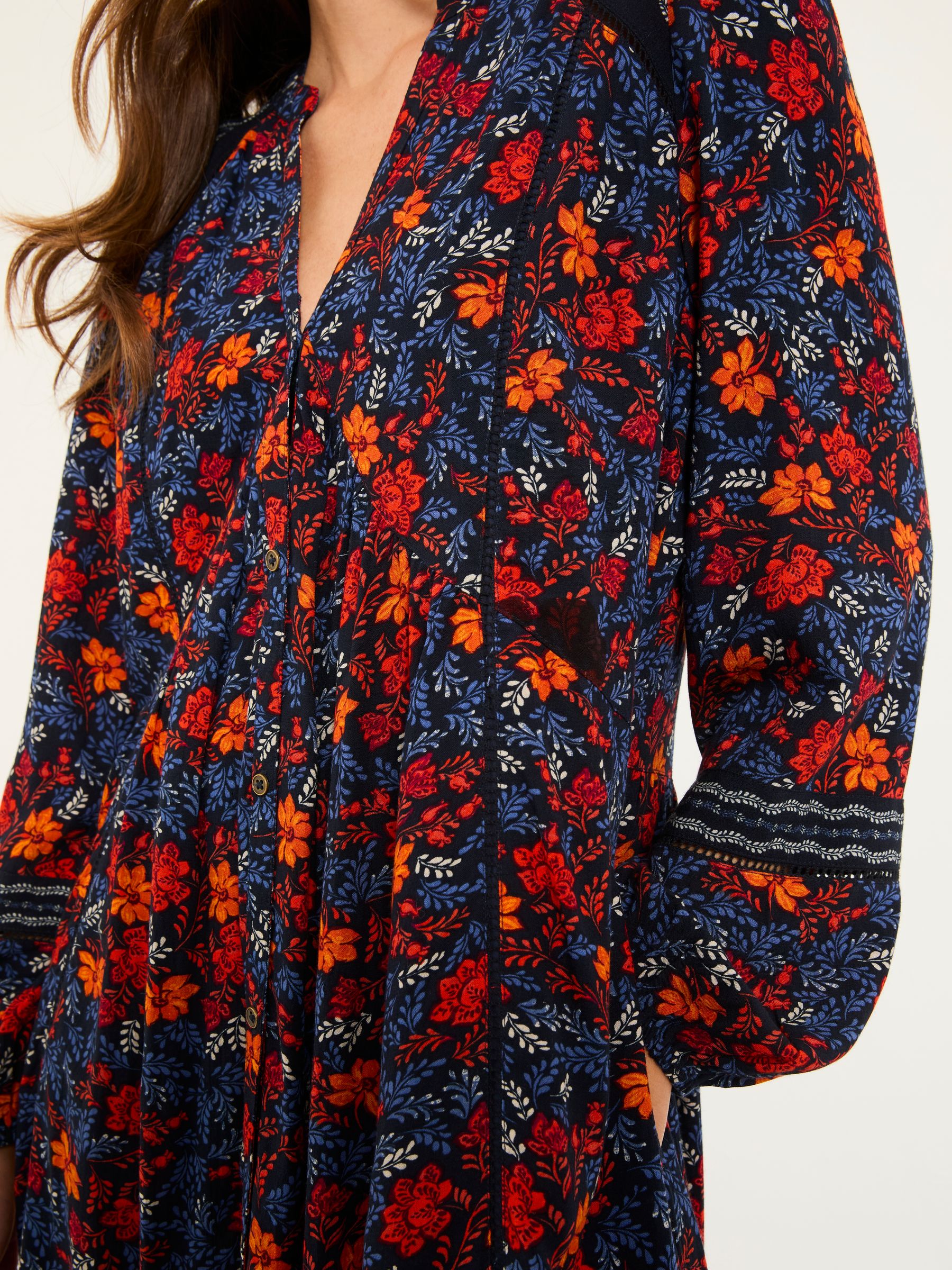 Steph Navy Folk Floral Petite Dress - Image 4 of 5