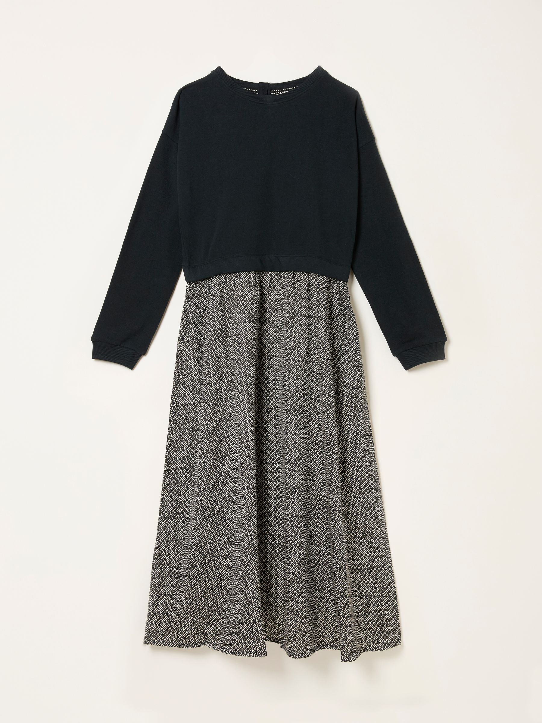 Nia Dark Natural Ikat Geo Petite Midi Dress - Image 5 of 5
