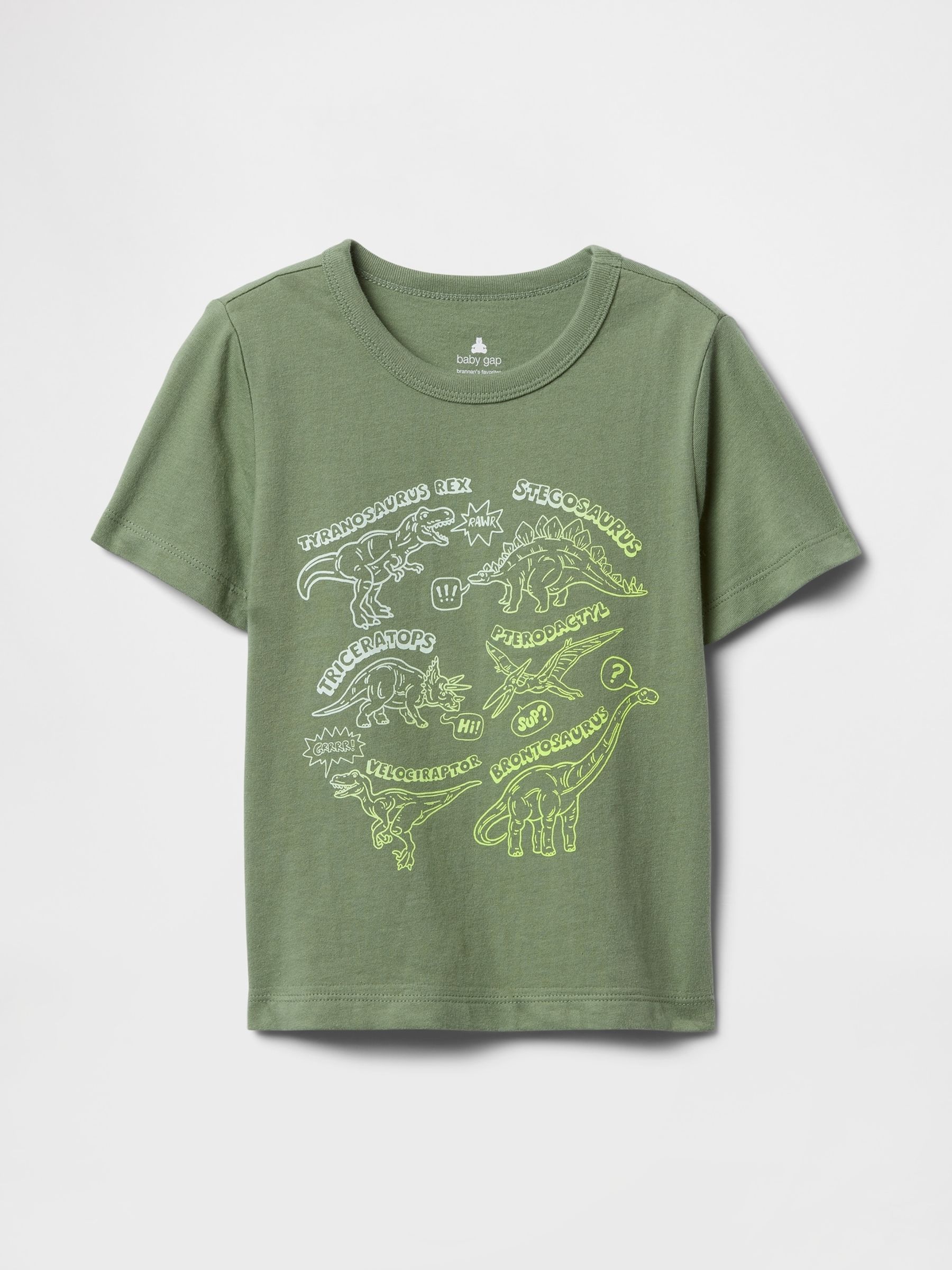 Green Dinosaur Short Sleeve Graphic T-Shirt (6mths-5yrs) - Image 1 of 2