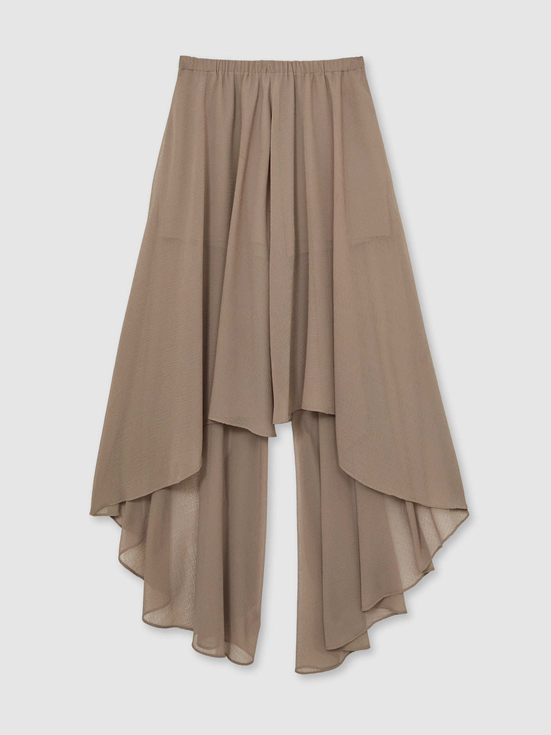 Sheer-Overlay High-Low Shorts in Mink Neutral - Image 2 of 6