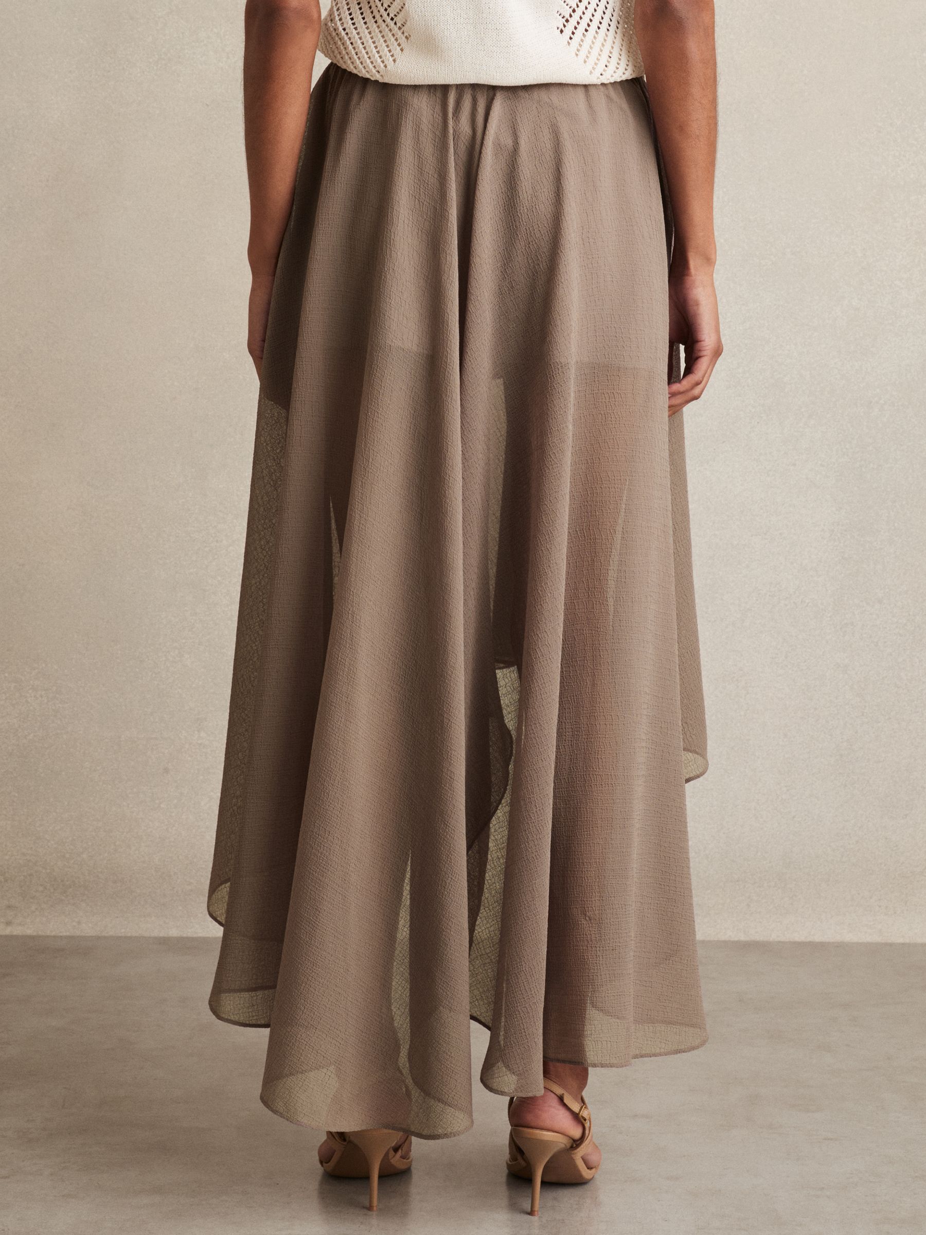 Sheer-Overlay High-Low Shorts in Mink Neutral - Image 5 of 6