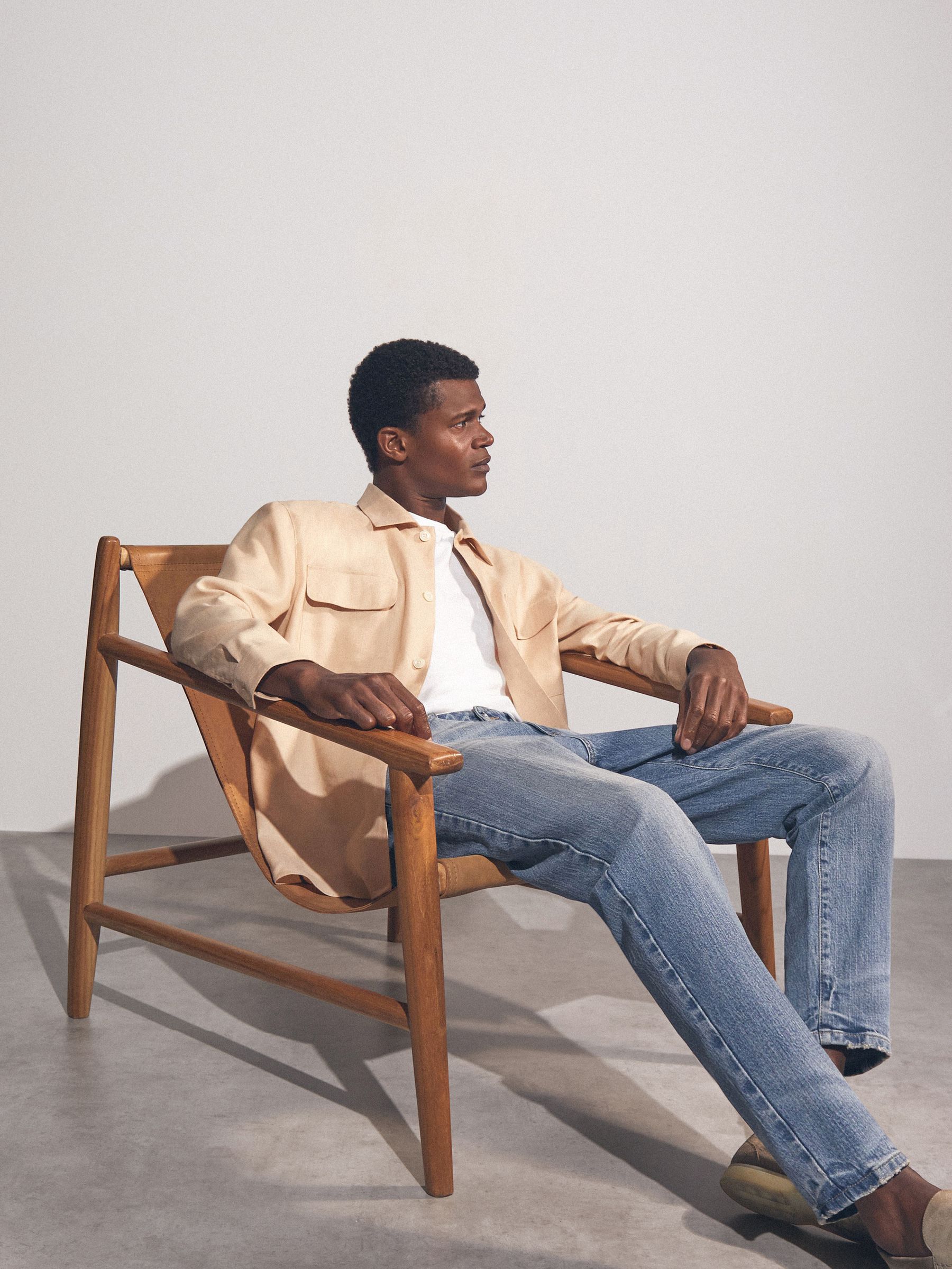 Linen Twin-Pocket Overshirt in Stone - Image 4 of 6
