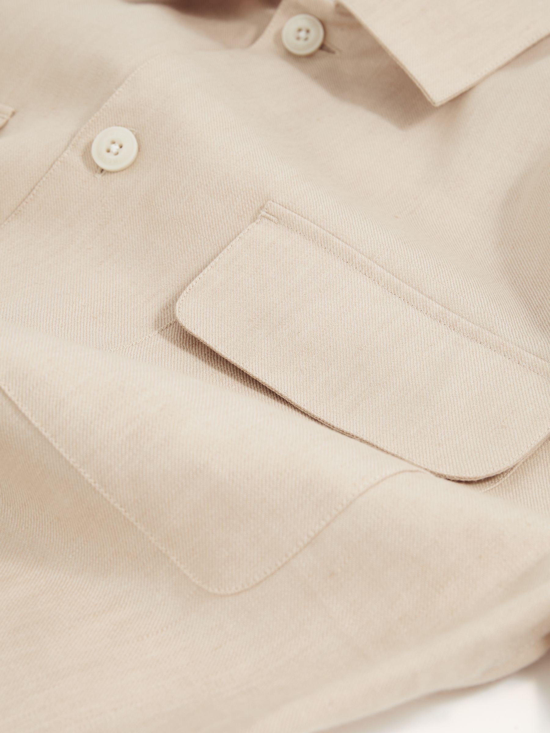 Linen Twin-Pocket Overshirt in Stone - image 3