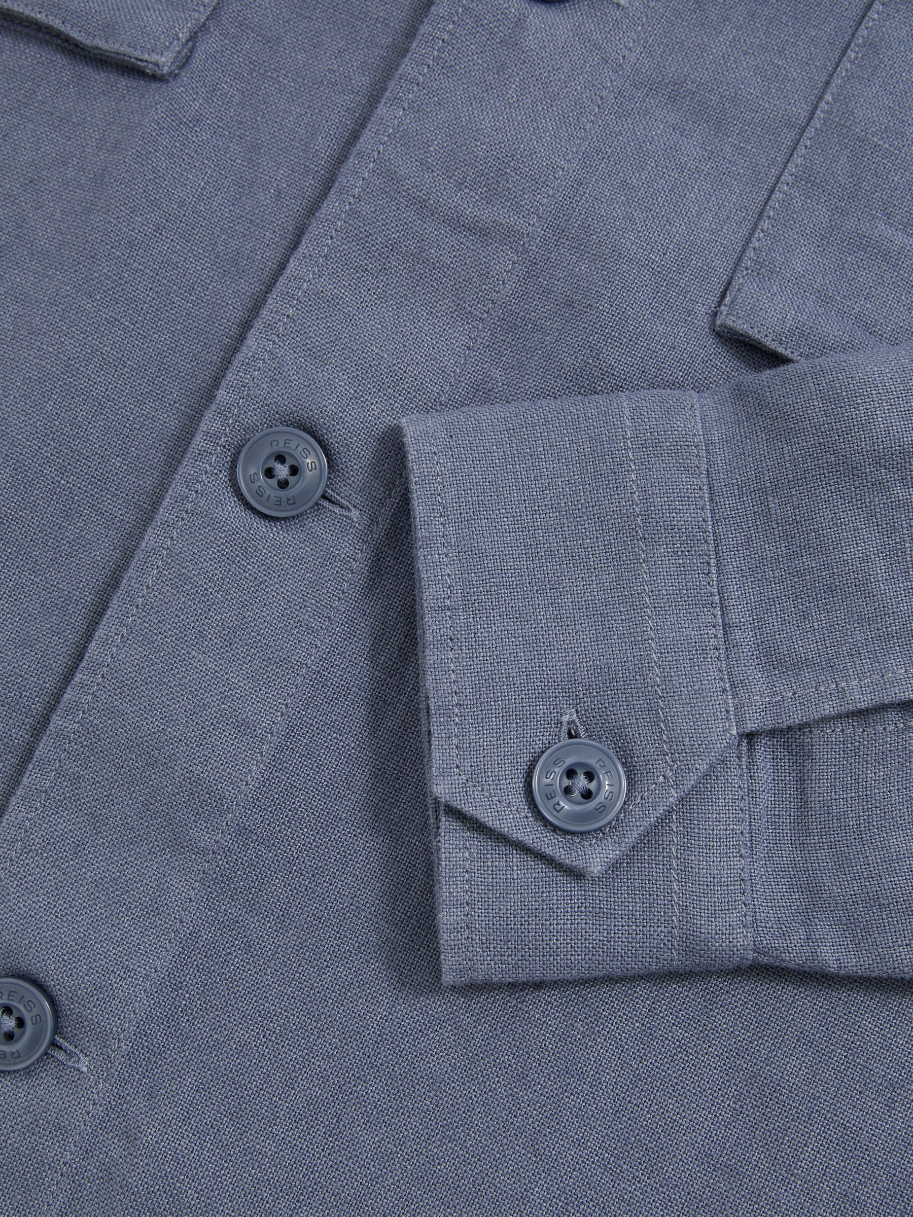 Linen Twin-Pocket Overshirt in Airforce Blue - Image 6 of 6