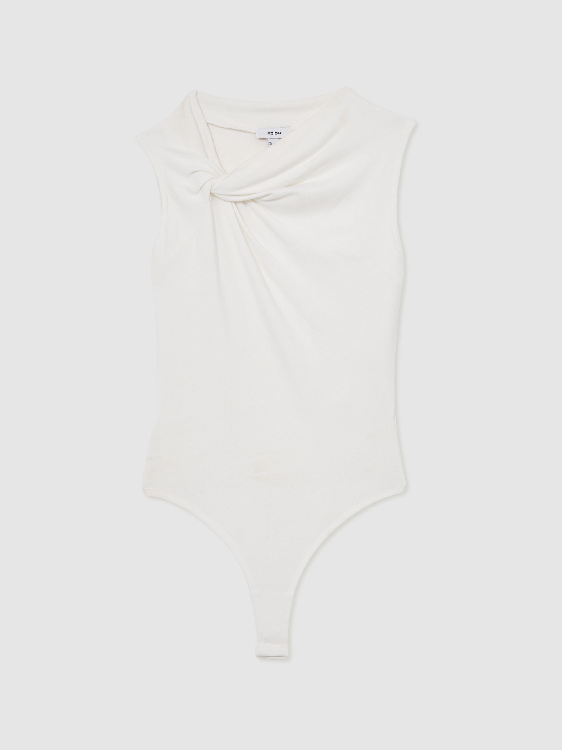 Knot Detail Jersey Bodysuit in Ivory - Image 2 of 6