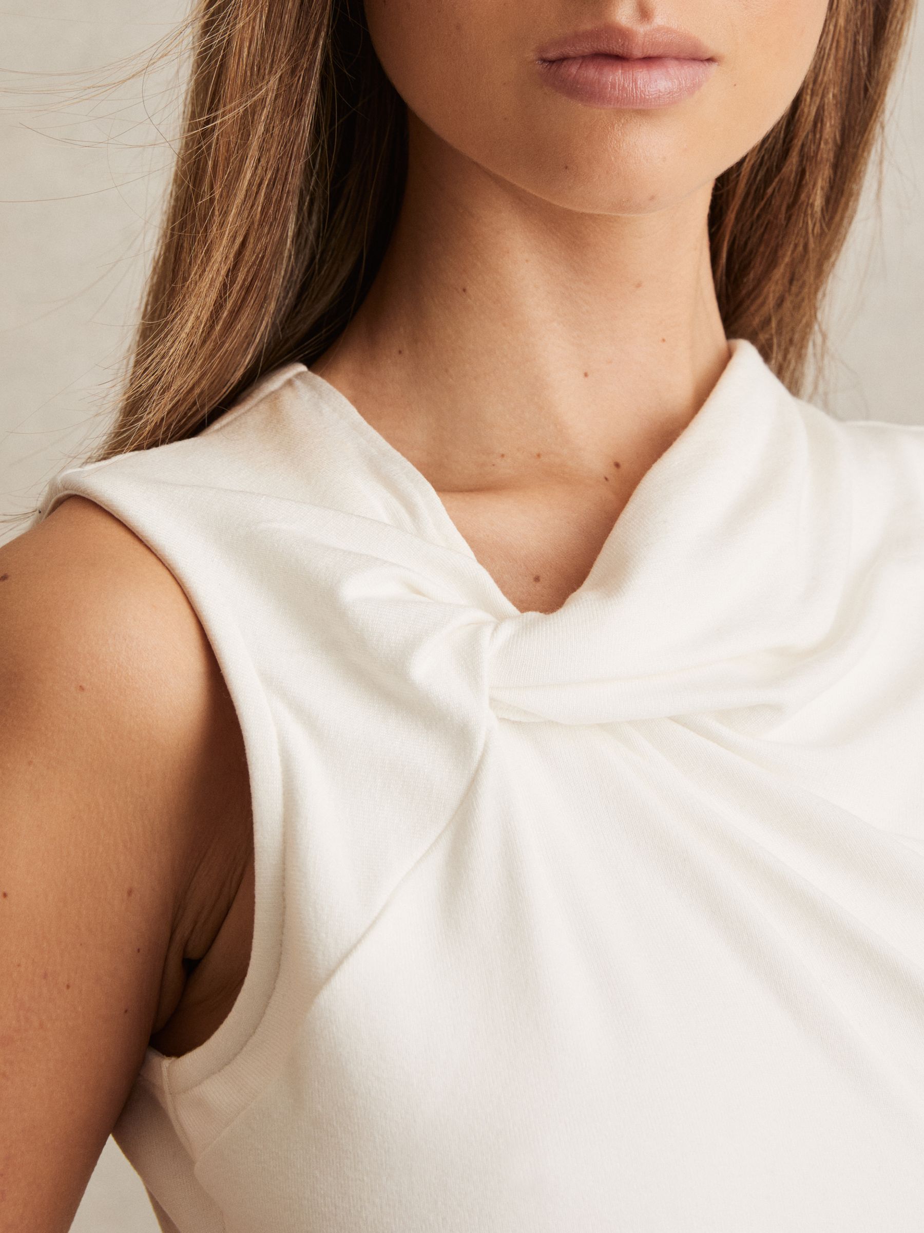 Knot Detail Jersey Bodysuit in Ivory - Image 3 of 6